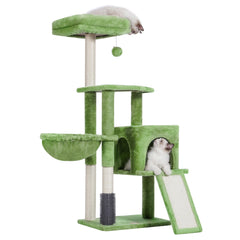 Heybly cat tree self-groomer brush provides gentle massage while catching loose hairs.