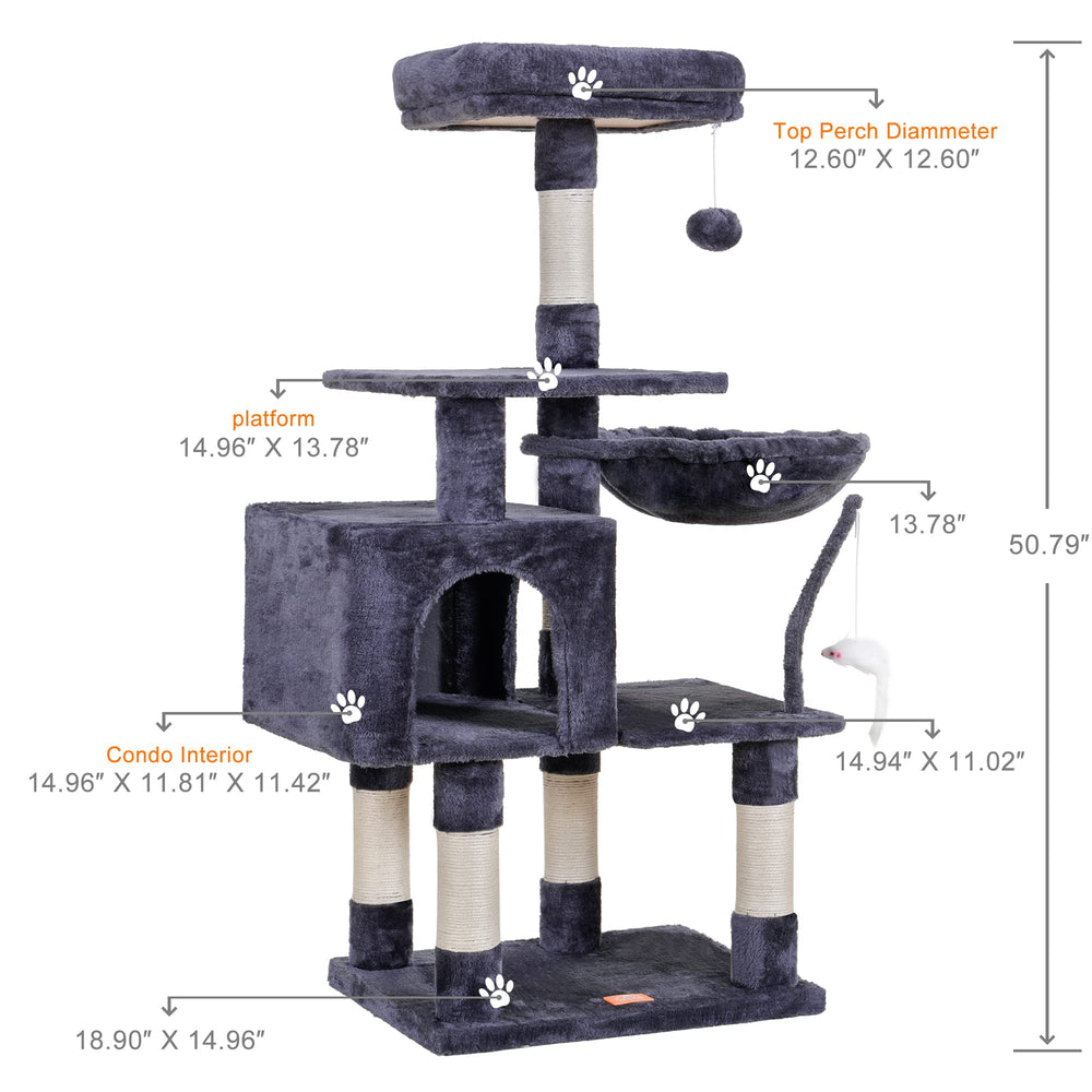 Heybly cat tree with sisal posts and anti-topple design for stability