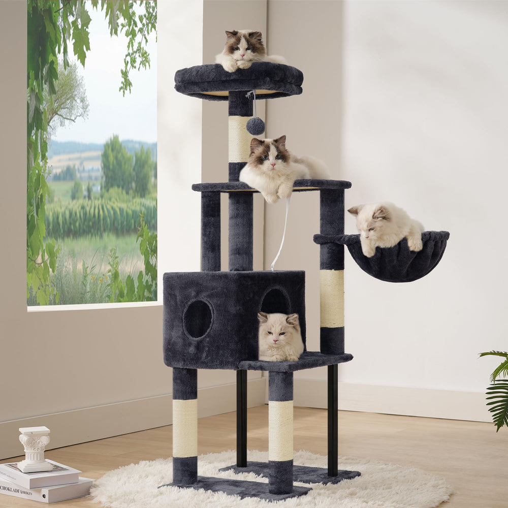 Heybly cat tree sisal posts promote healthy scratching and grooming.