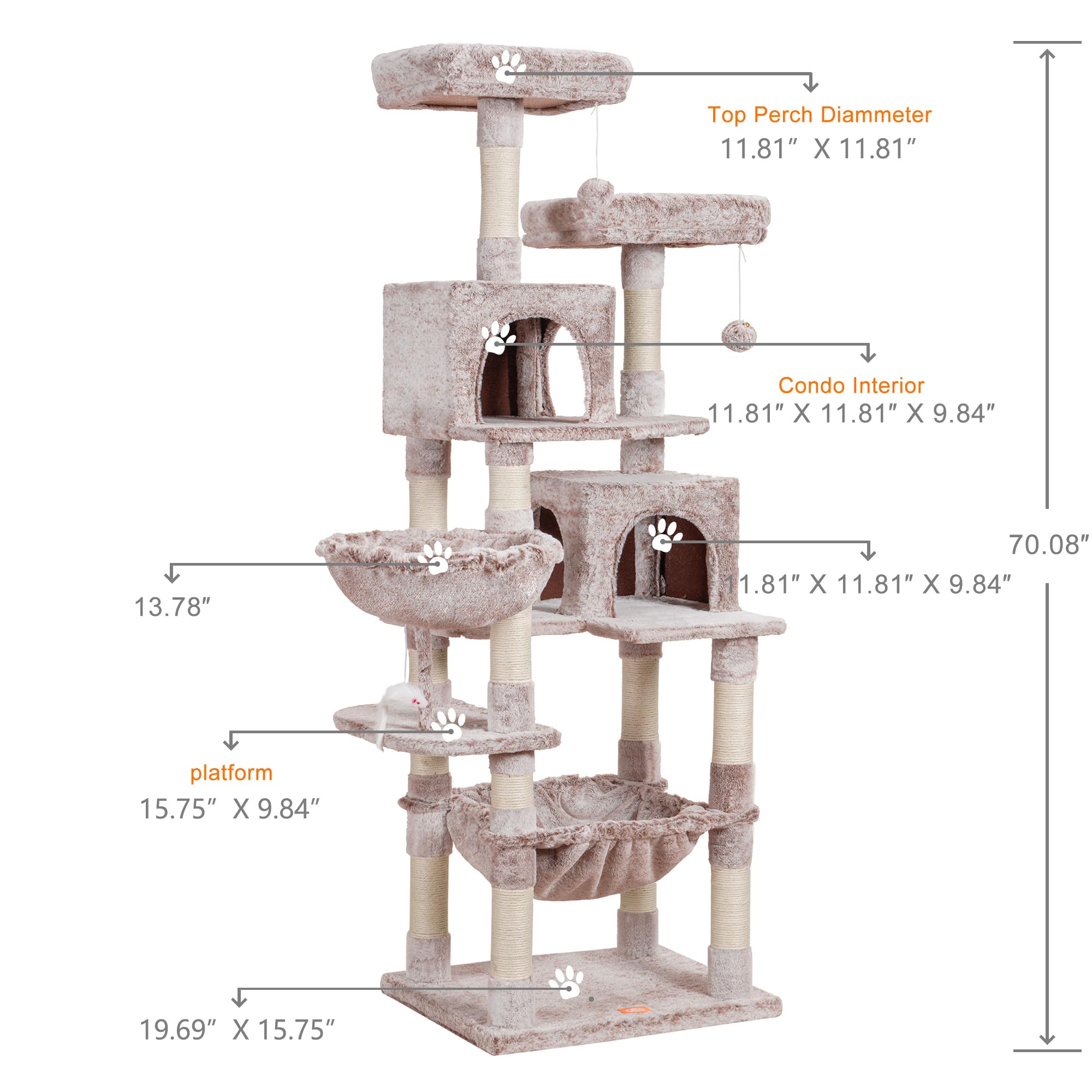 Heybly cat tree with sisal posts promotes scratching and stress-free exercise.