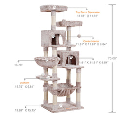 Heybly cat tree with sisal posts promotes scratching and stress-free exercise.