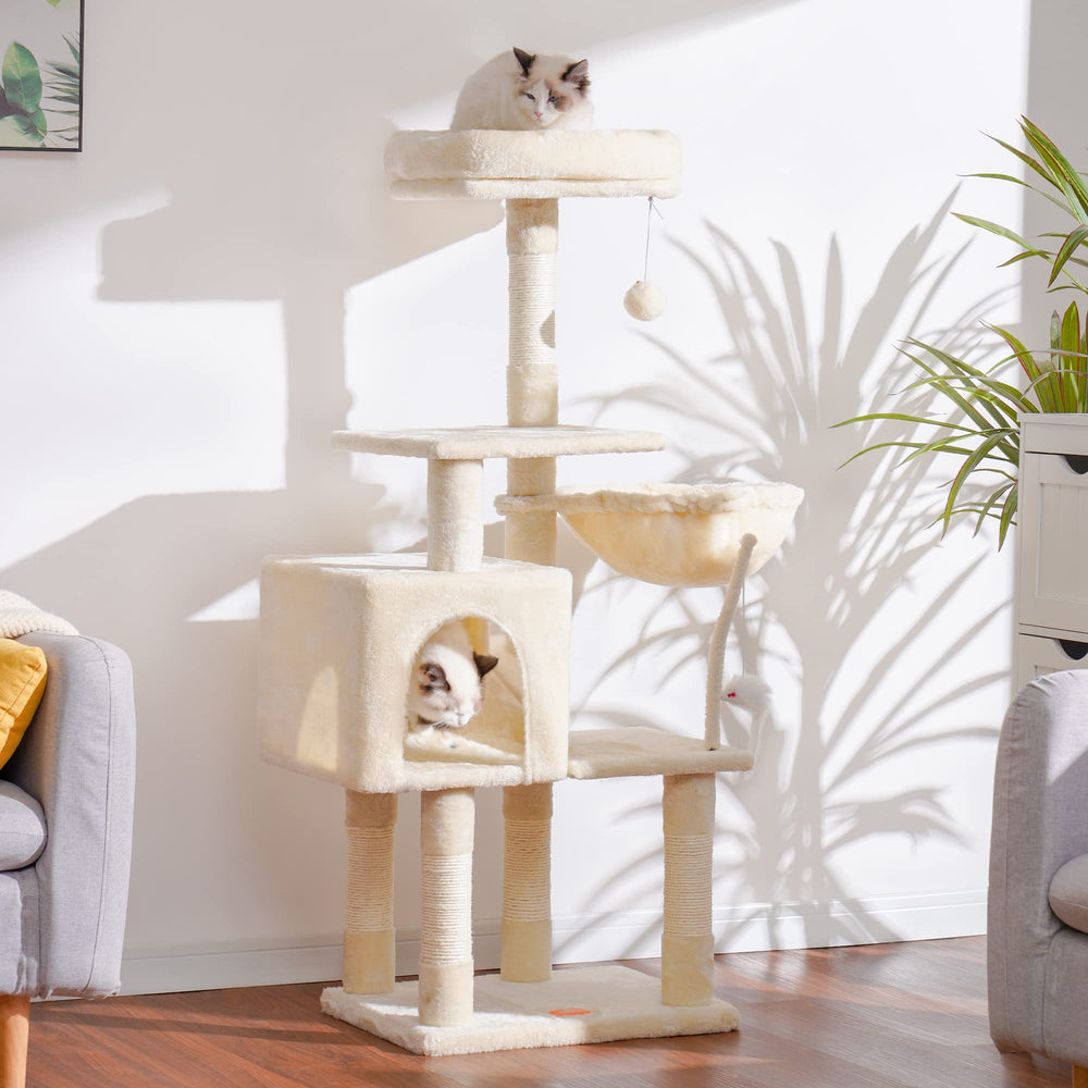 Heybly cat tree with sisal posts offers satisfying scratching and enrichment.