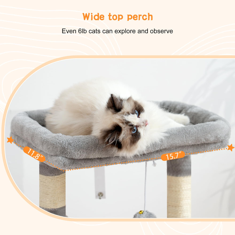 Heybly Cat Tree sisal posts promote healthy scratching and claw maintenance.