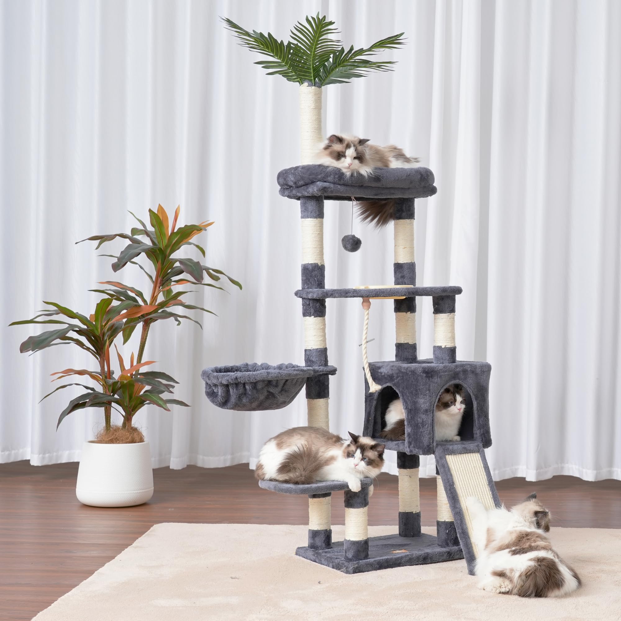 Heybly smoky-gray cat condo showcases cozy nesting for cats seeking privacy.