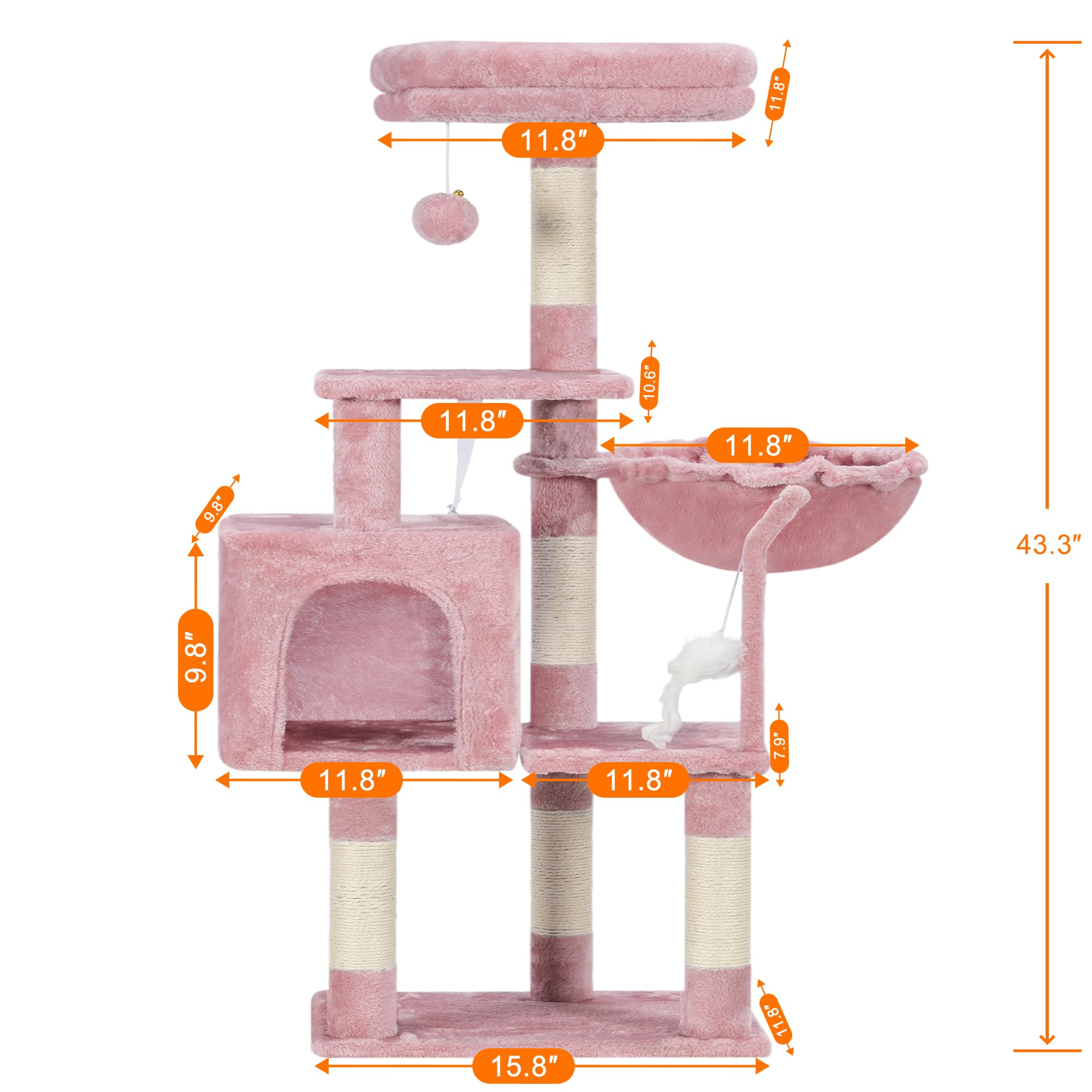 Heybly cat tree spacious perch lets kittens observe and relax comfortably