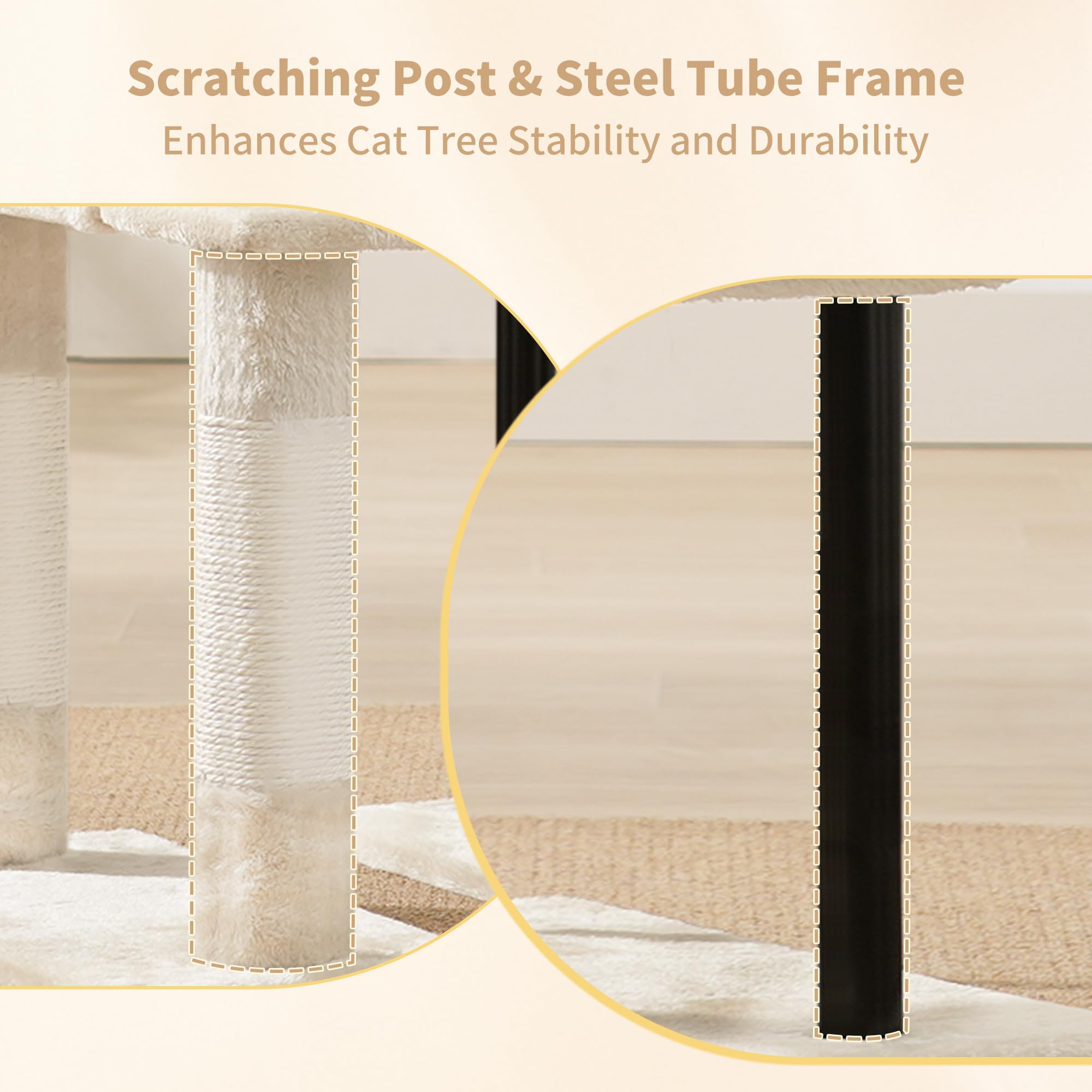 Heybly cat tree sturdy iron base visible for durability