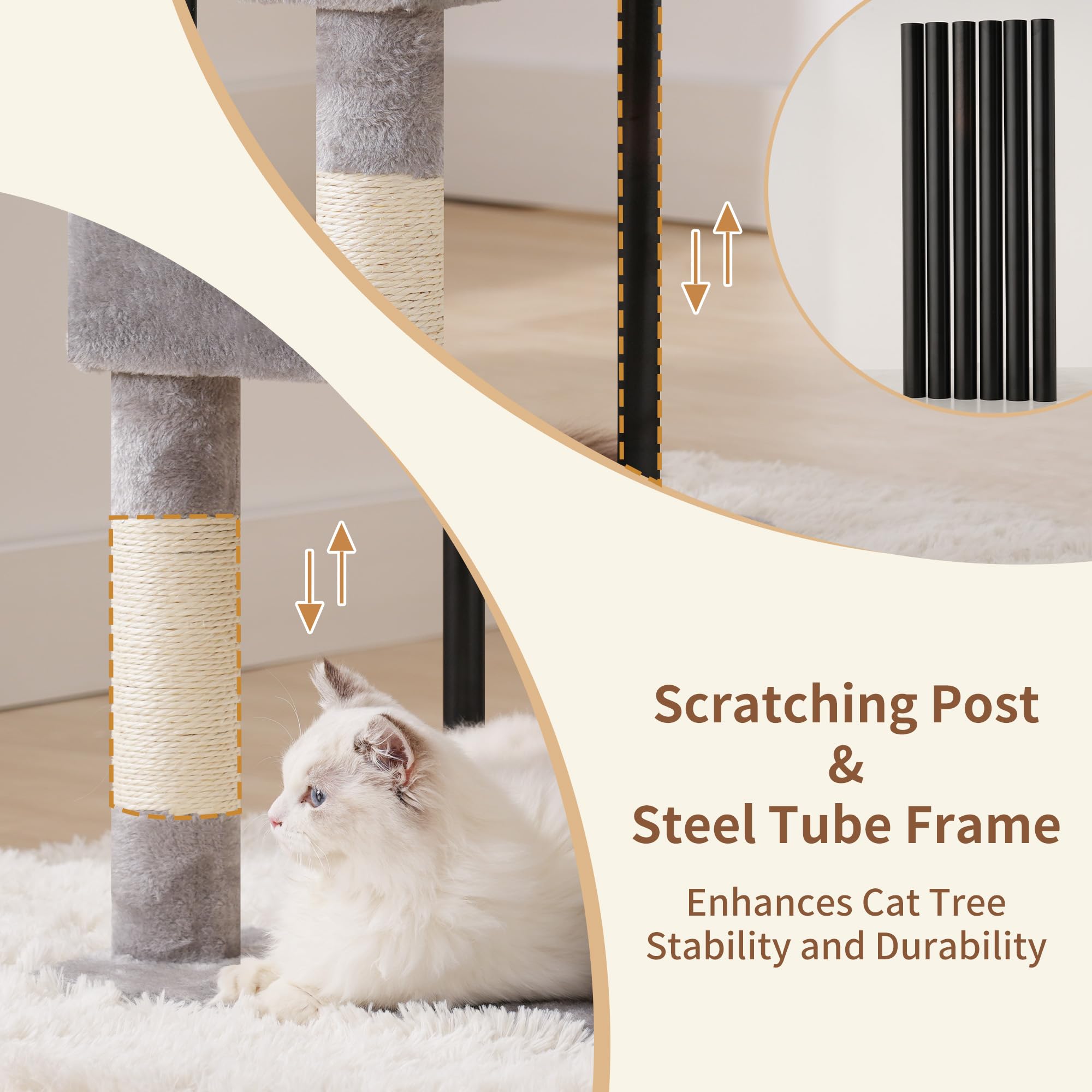 Heybly cat tree sturdy iron pipe delivers robust frame.