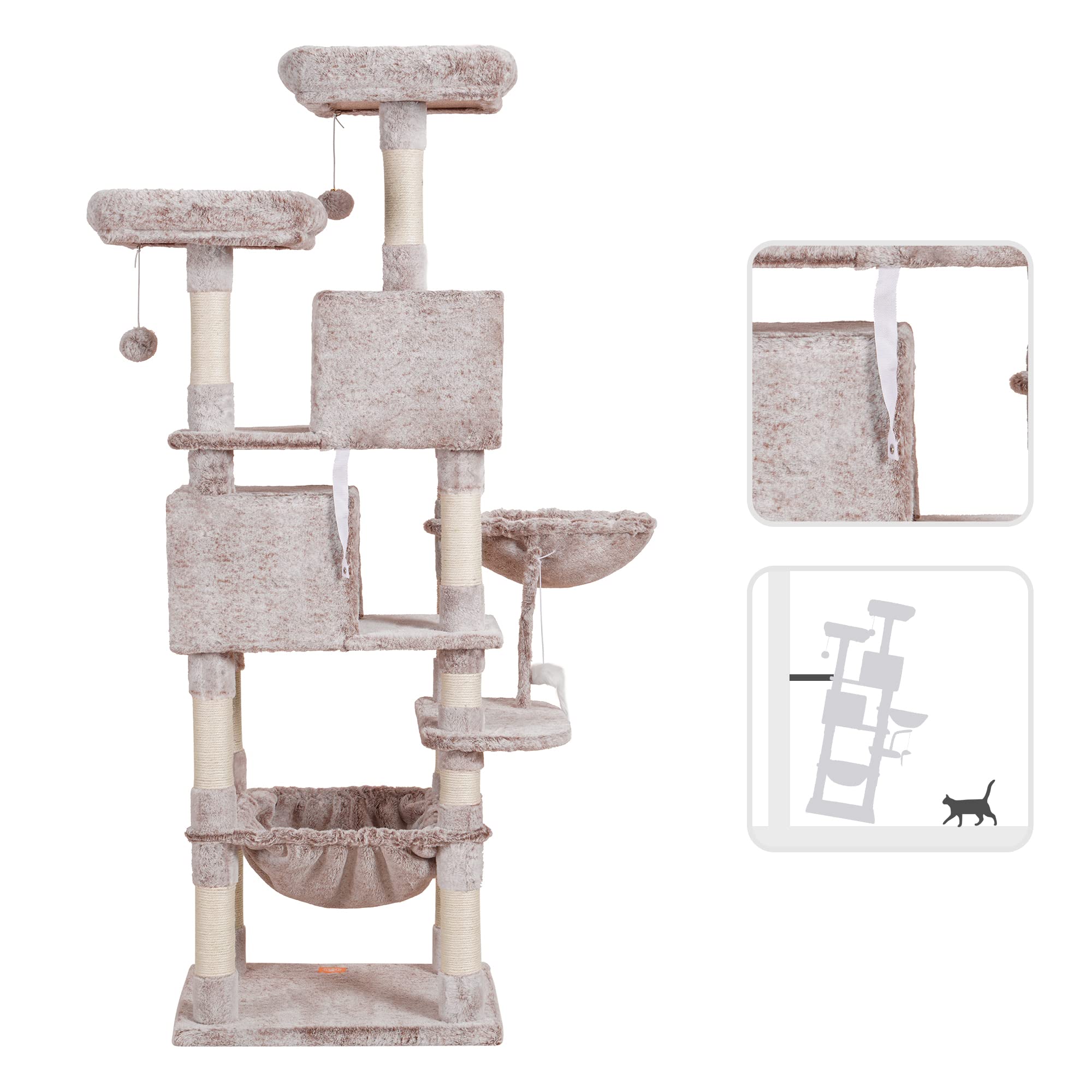 Heybly cat tree teaser stick adds interactive playtime for cats.