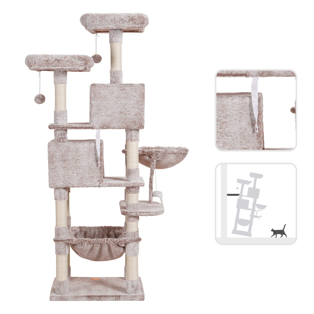 Heybly cat tree teaser stick adds interactive playtime for cats.