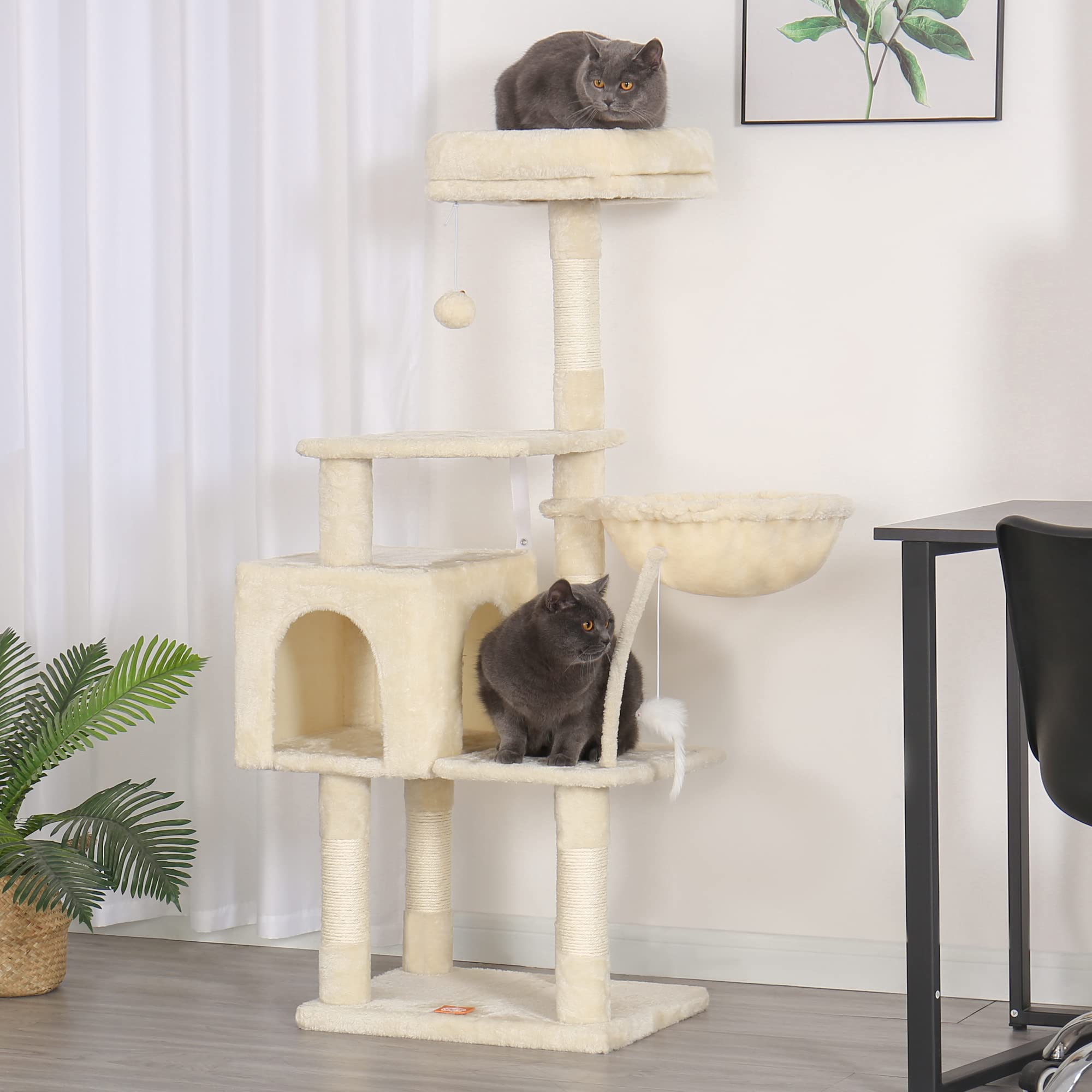 Heybly cat-tree teaser stick invites interactive play with you.