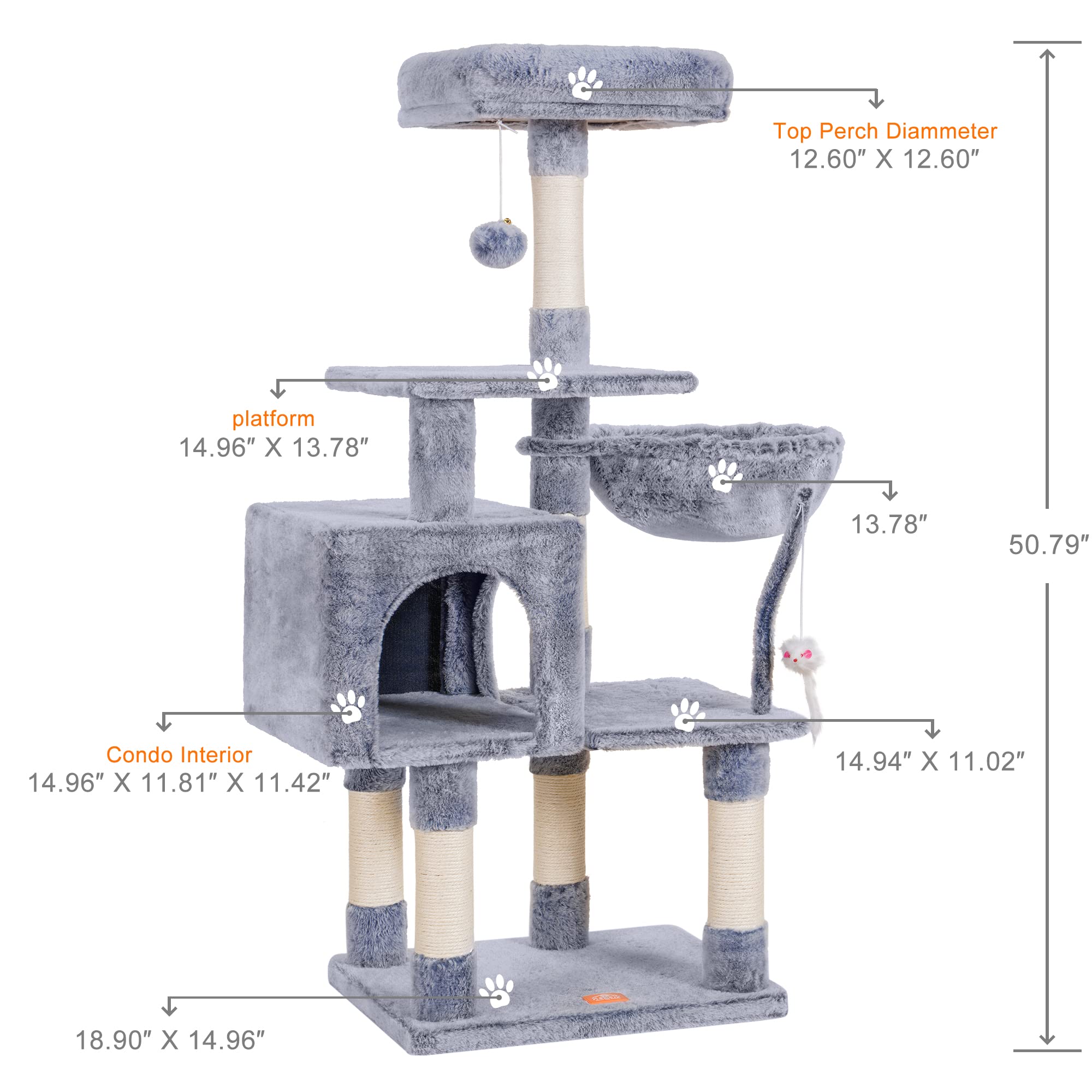 Heybly cat tree top perch offers a soft elevated spot for observation or naps