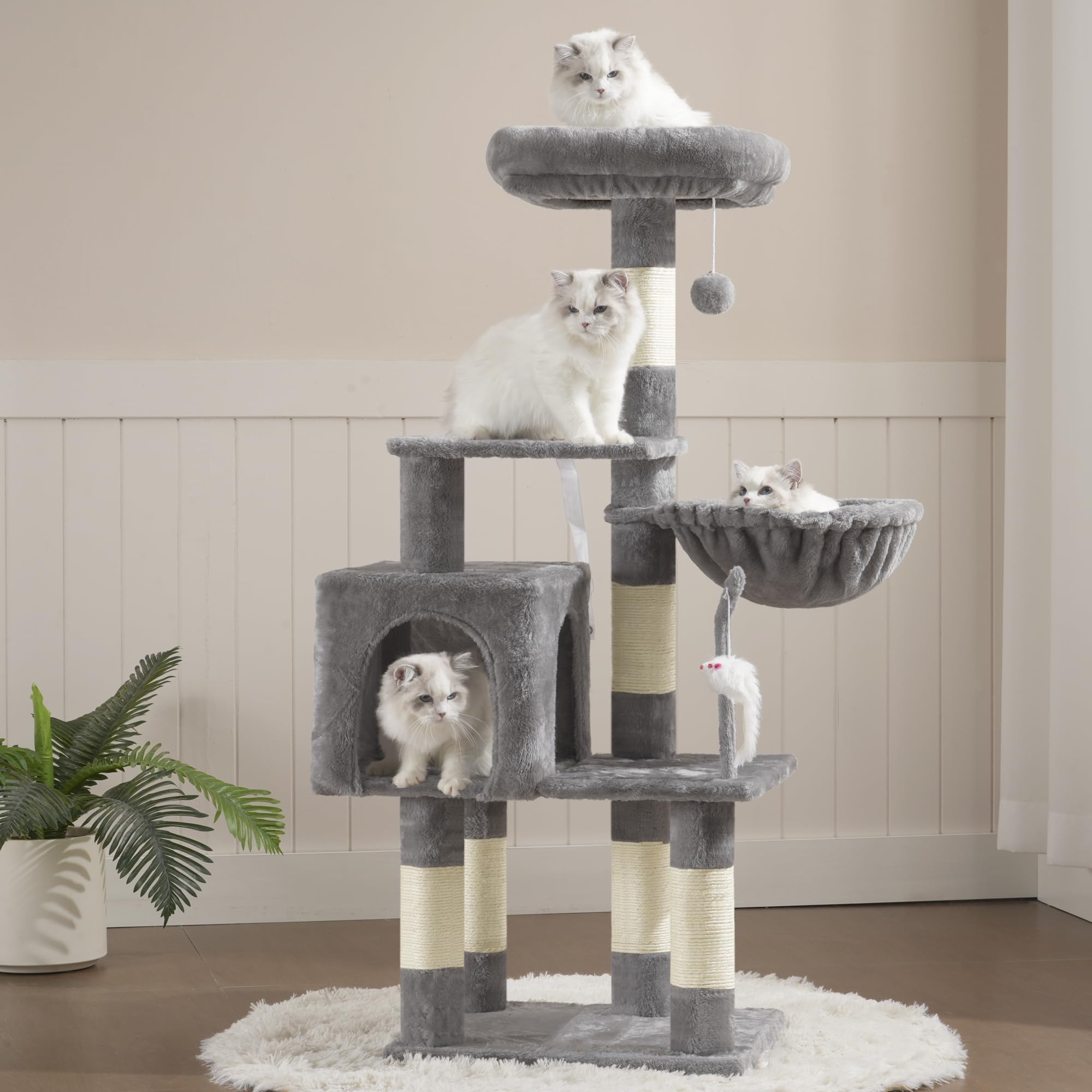 Heybly cat tree top perch provides soft resting for kittens and cats