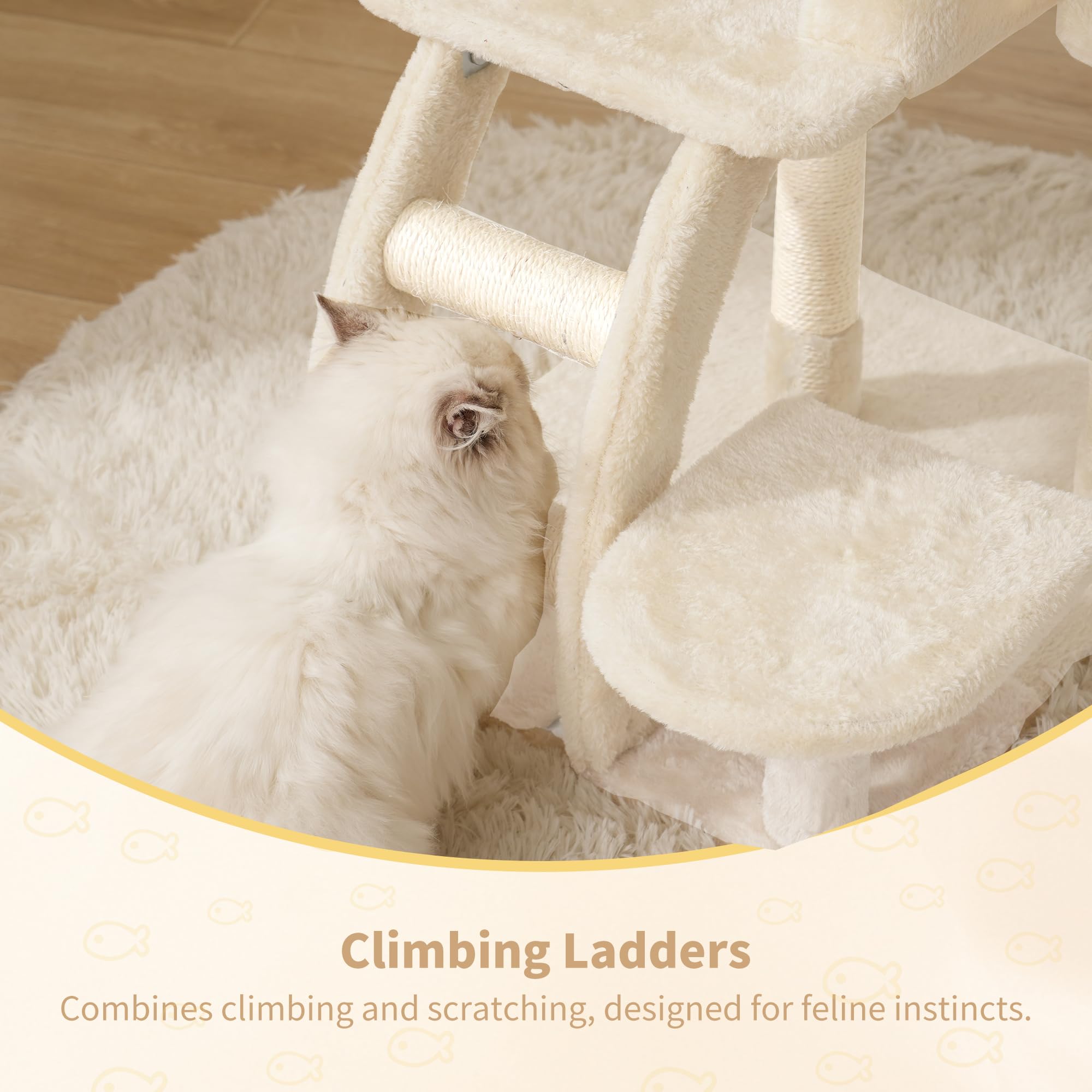 Heybly cat tree tower cozy cave and hammock provide secure napping spots and lazy lounging.