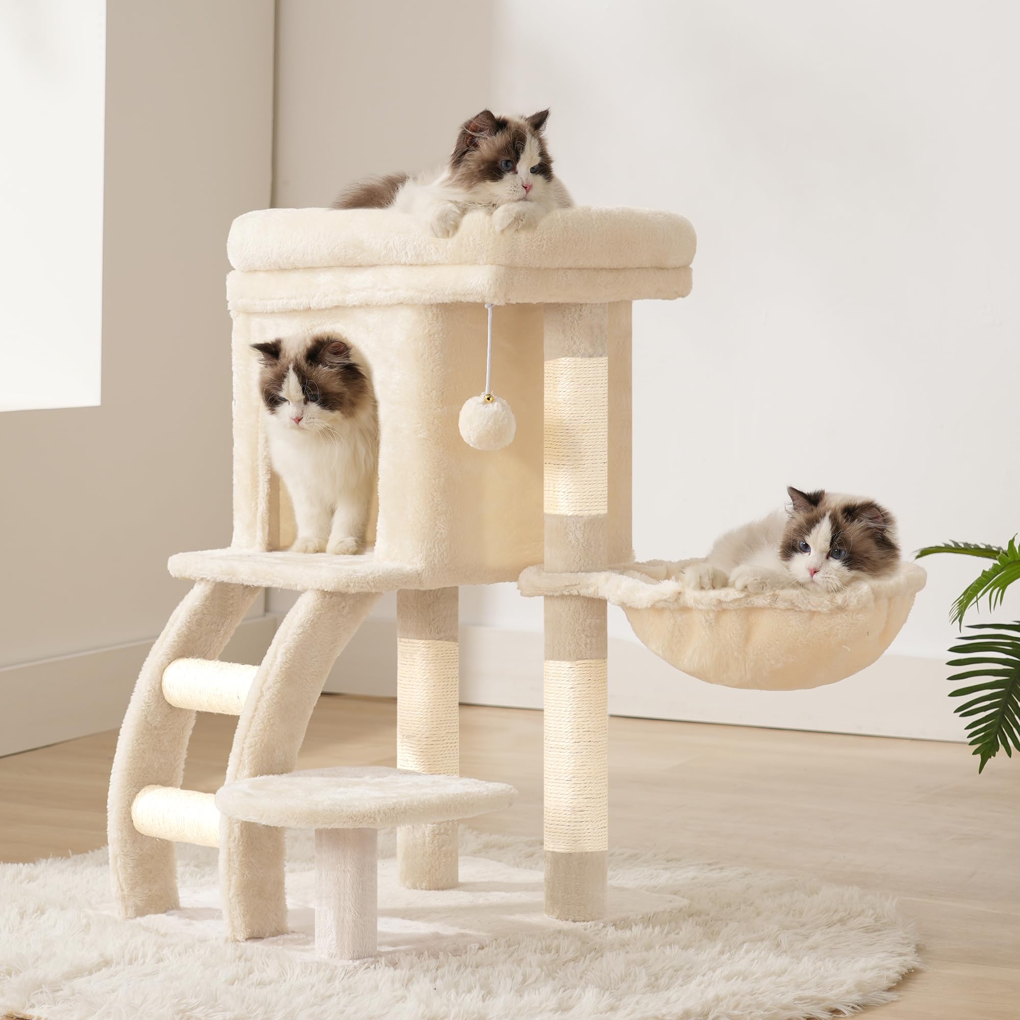 Heybly cat tree tower dual-relaxation zones support both play and rest in one unit.