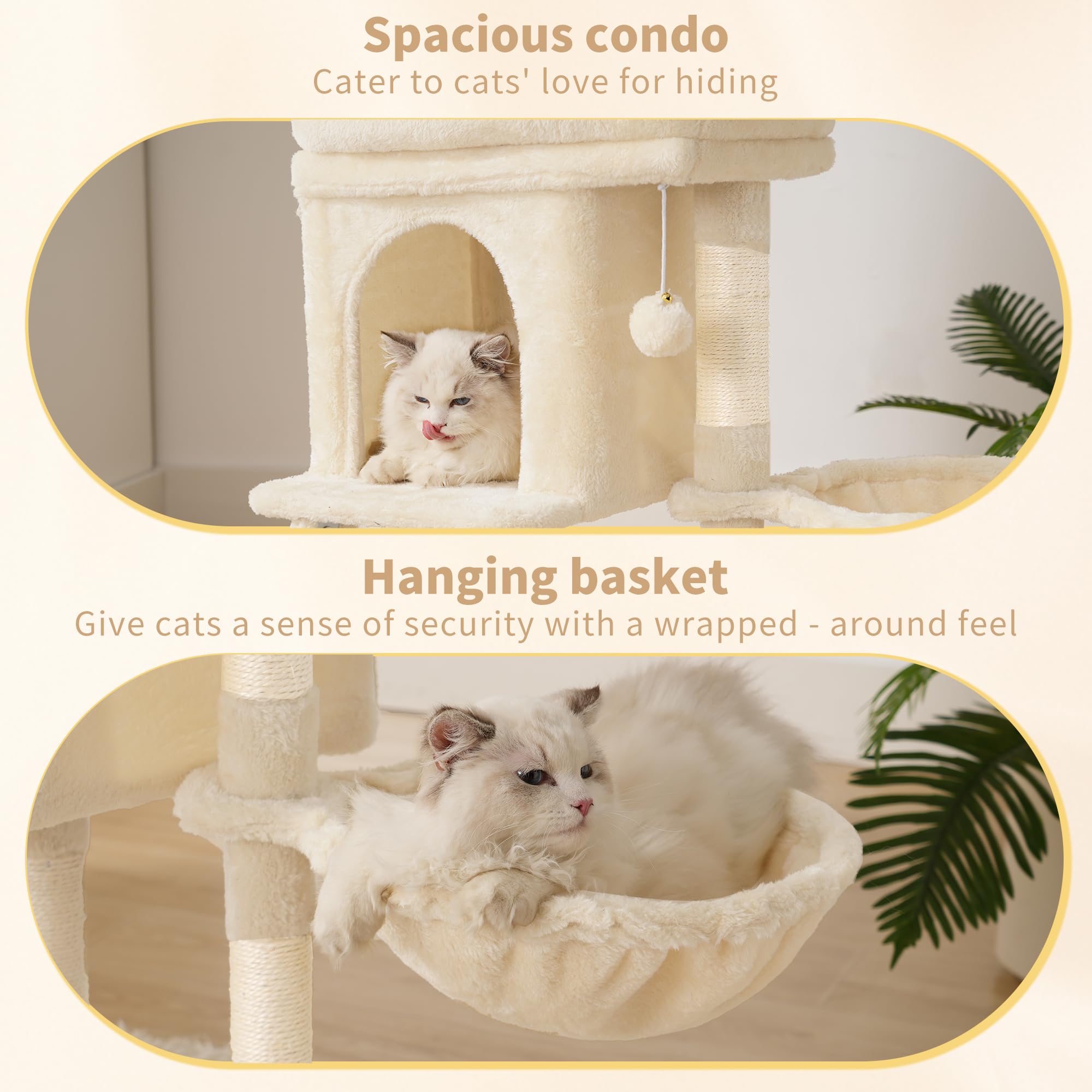 Heybly cat tree tower sisal post closeup highlights durable material for long-lasting scratching.