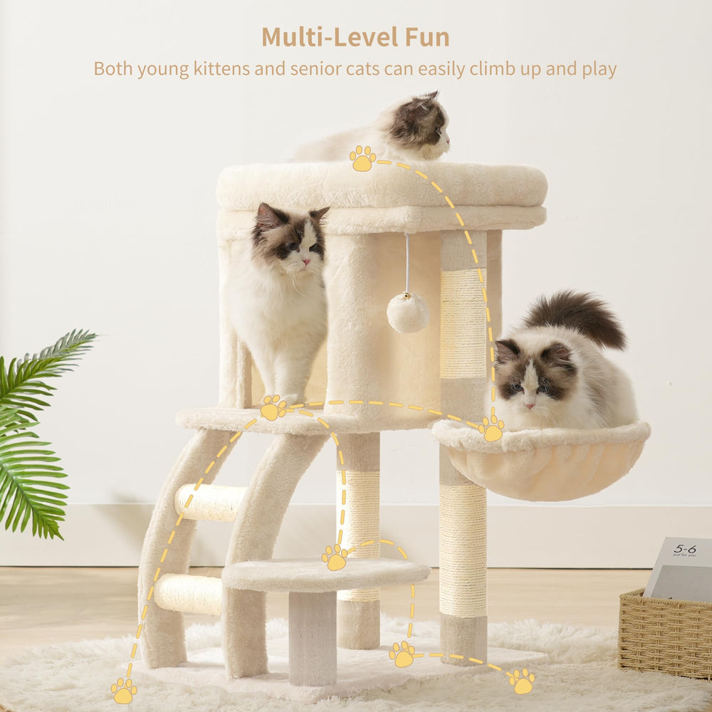 Heybly cat tree tower sisal staircase offers durable scratching while easy climbing for kittens.