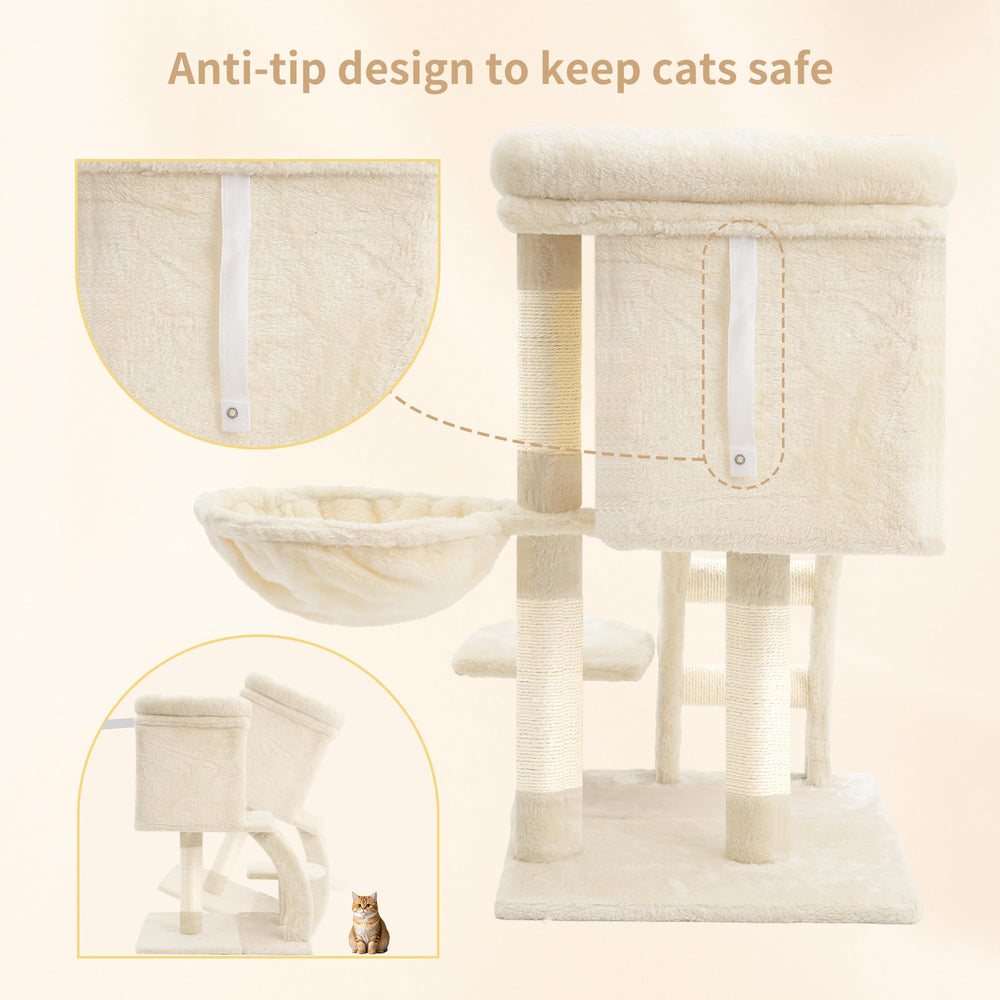Heybly cat tree tower soft faux fur lining adds tactile warmth and luxury.