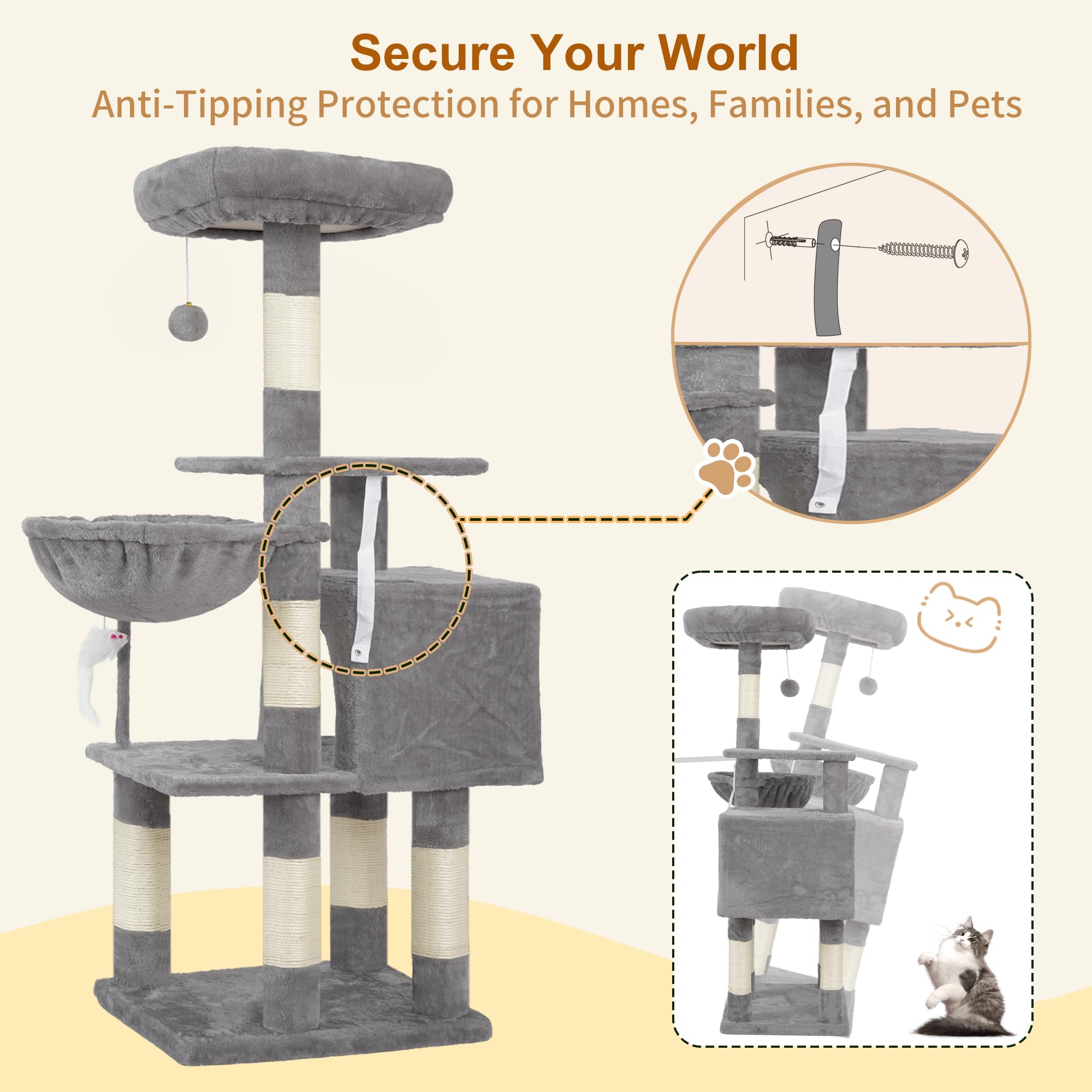 Heybly cat tree two jumping platforms expand climbable space