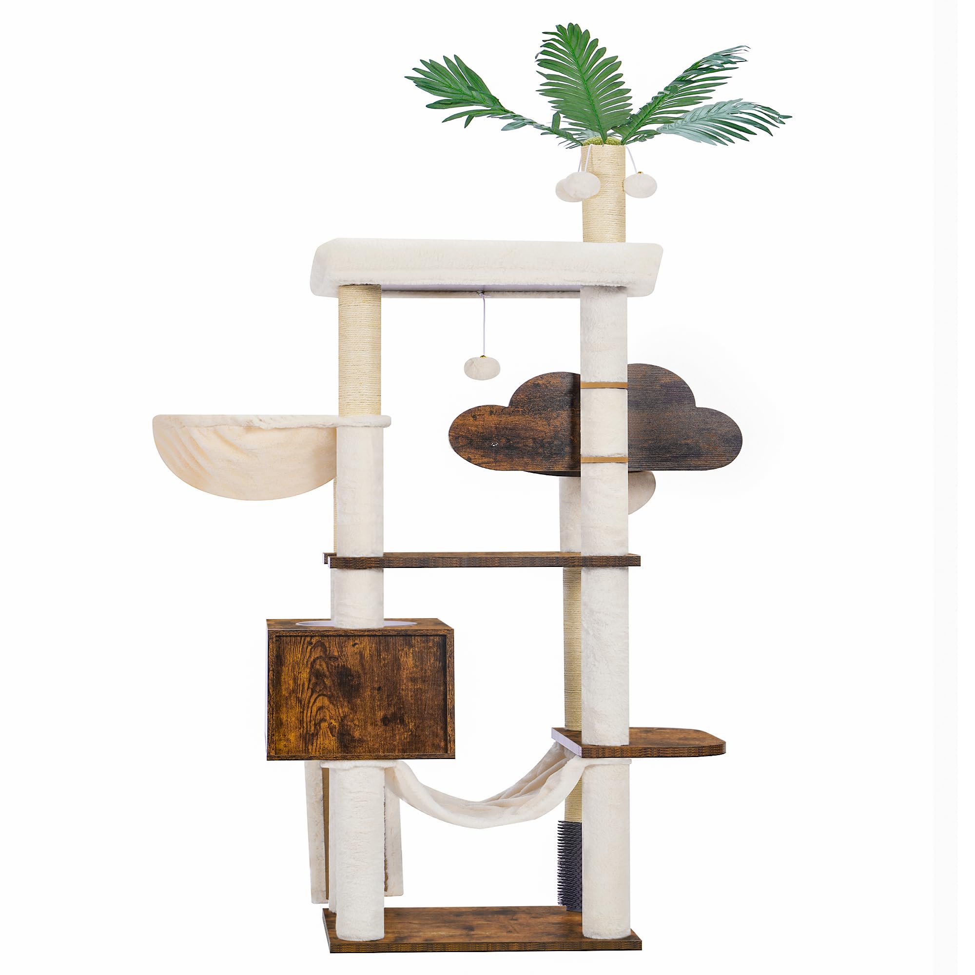 Heybly cat tree with leaves detail invites playful exploration and observation.