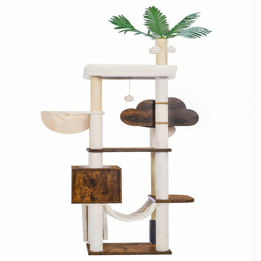 Heybly cat tree with leaves detail invites playful exploration and observation.