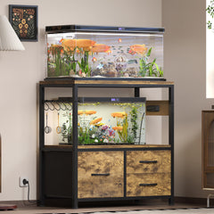 Heybly fish tank stand drawer storage highlights organized space for medications and tools