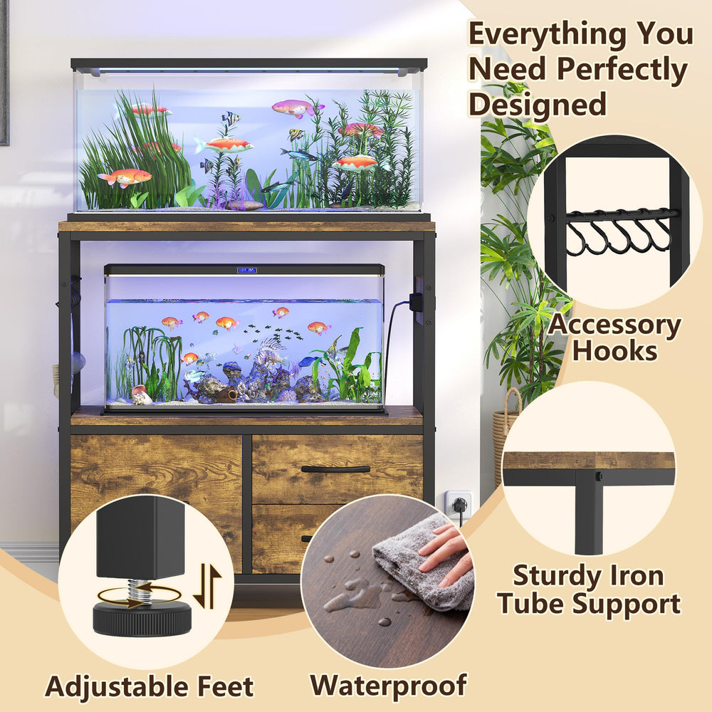 Heybly fish tank stand leveling feet ensure wobble-free setup on uneven floors