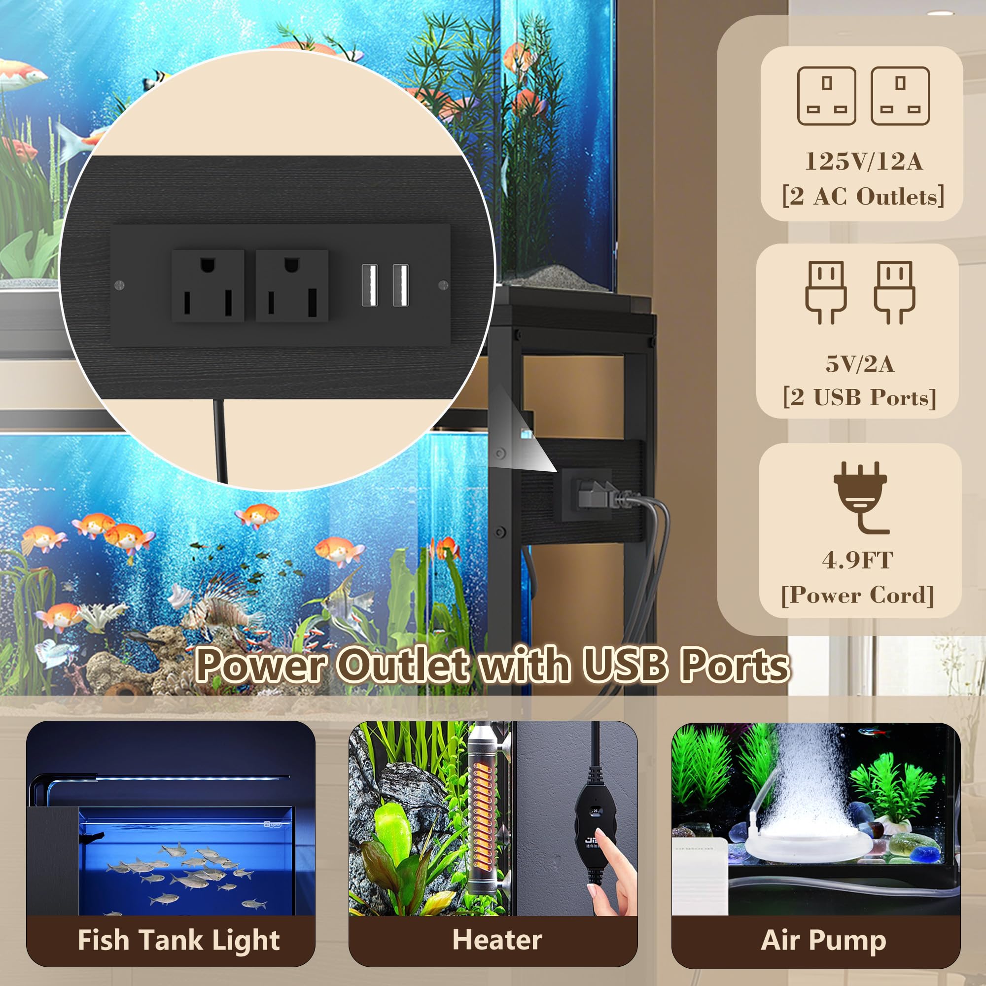 Heybly fish tank stand leveling feet provide wobble-free setup on uneven floors