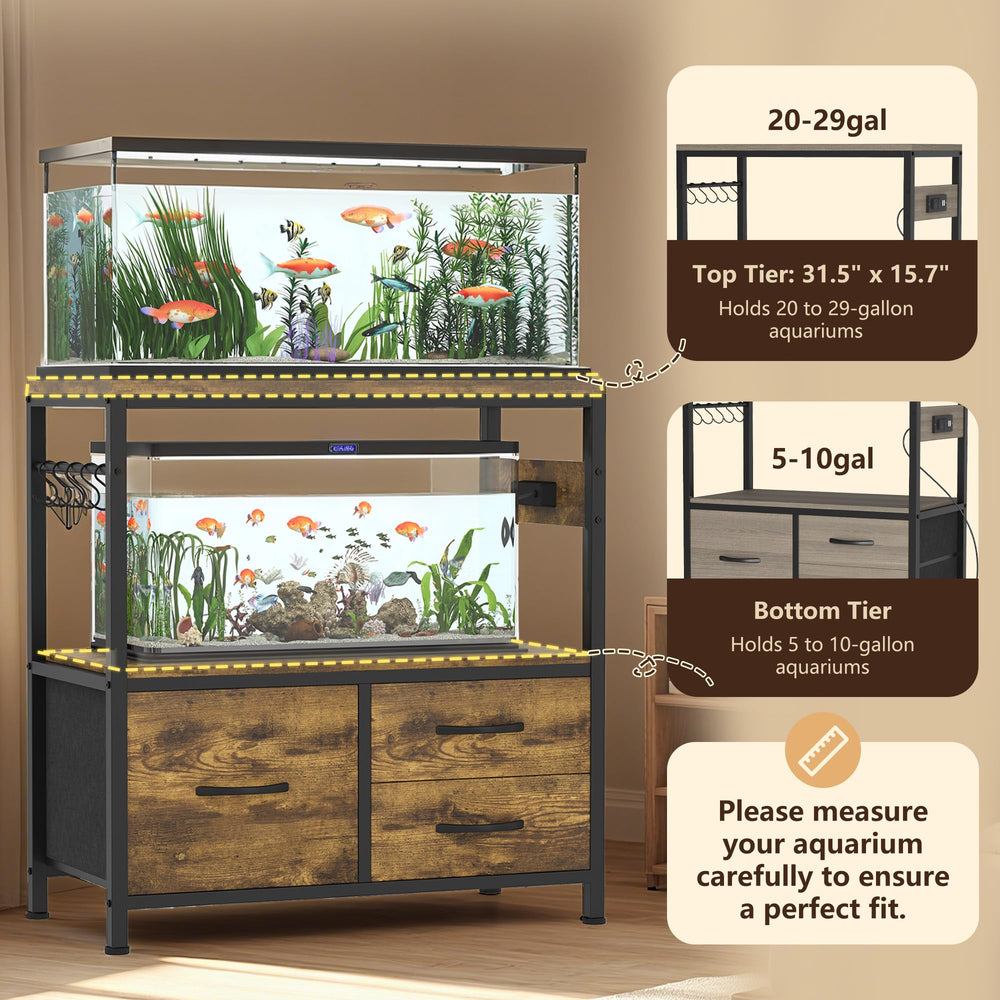 Heybly fish tank stand power outlets built-in for centralized lighting and filtration