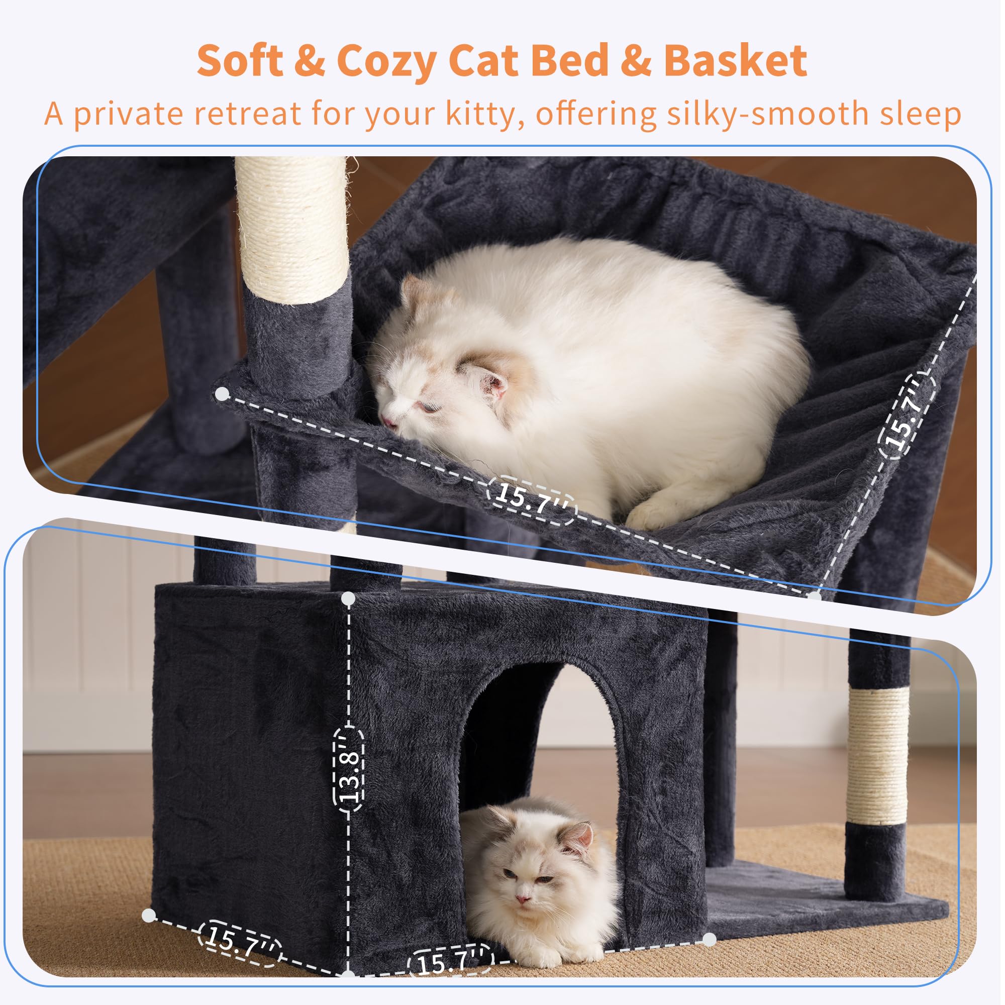 Heybly Heavy Duty Cat Tree removable pads simplify cleaning after playful sessions