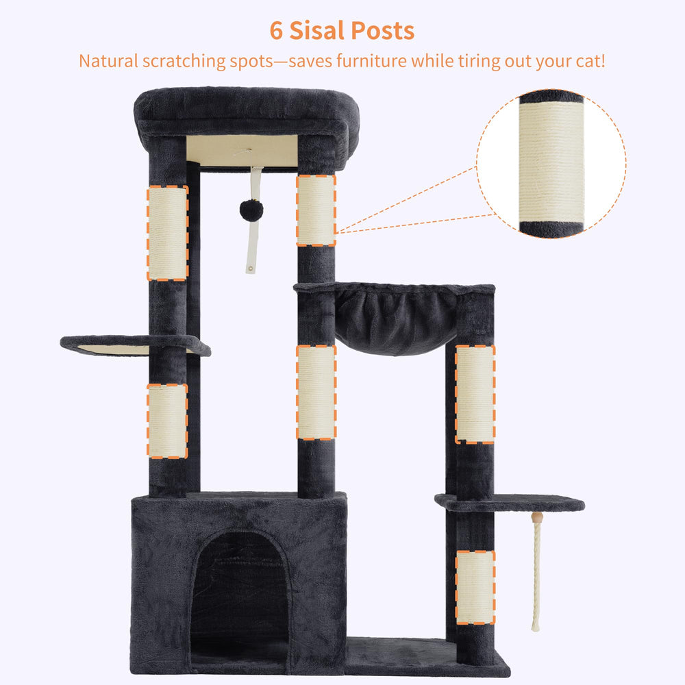 Heybly Heavy Duty Cat Tree Smoky Gray finish blends with home decor