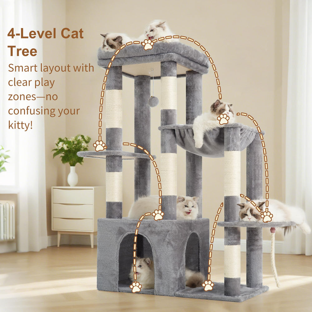 Heybly Heavy Duty Cat Tree top perch provides a wide view and comfortable naps.