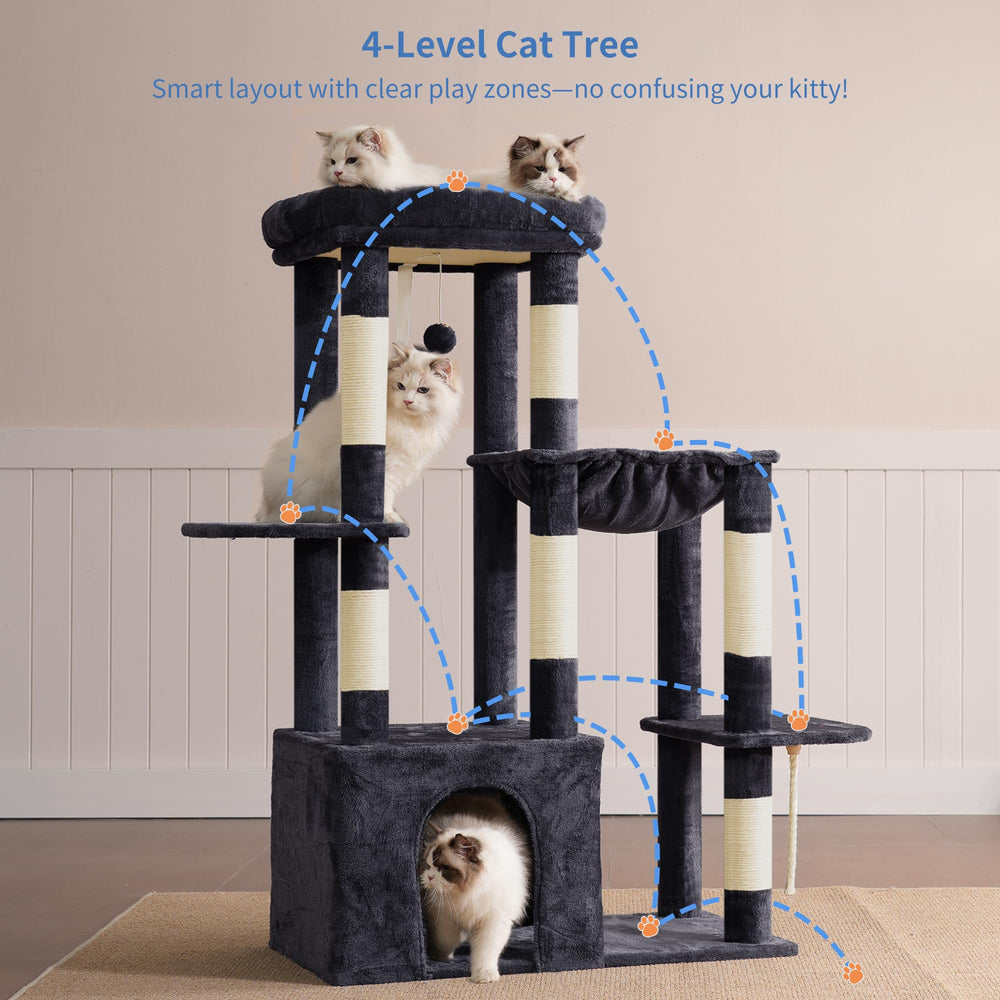 Heybly Heavy Duty Cat Tree top perch provides a high resting spot with a clear view