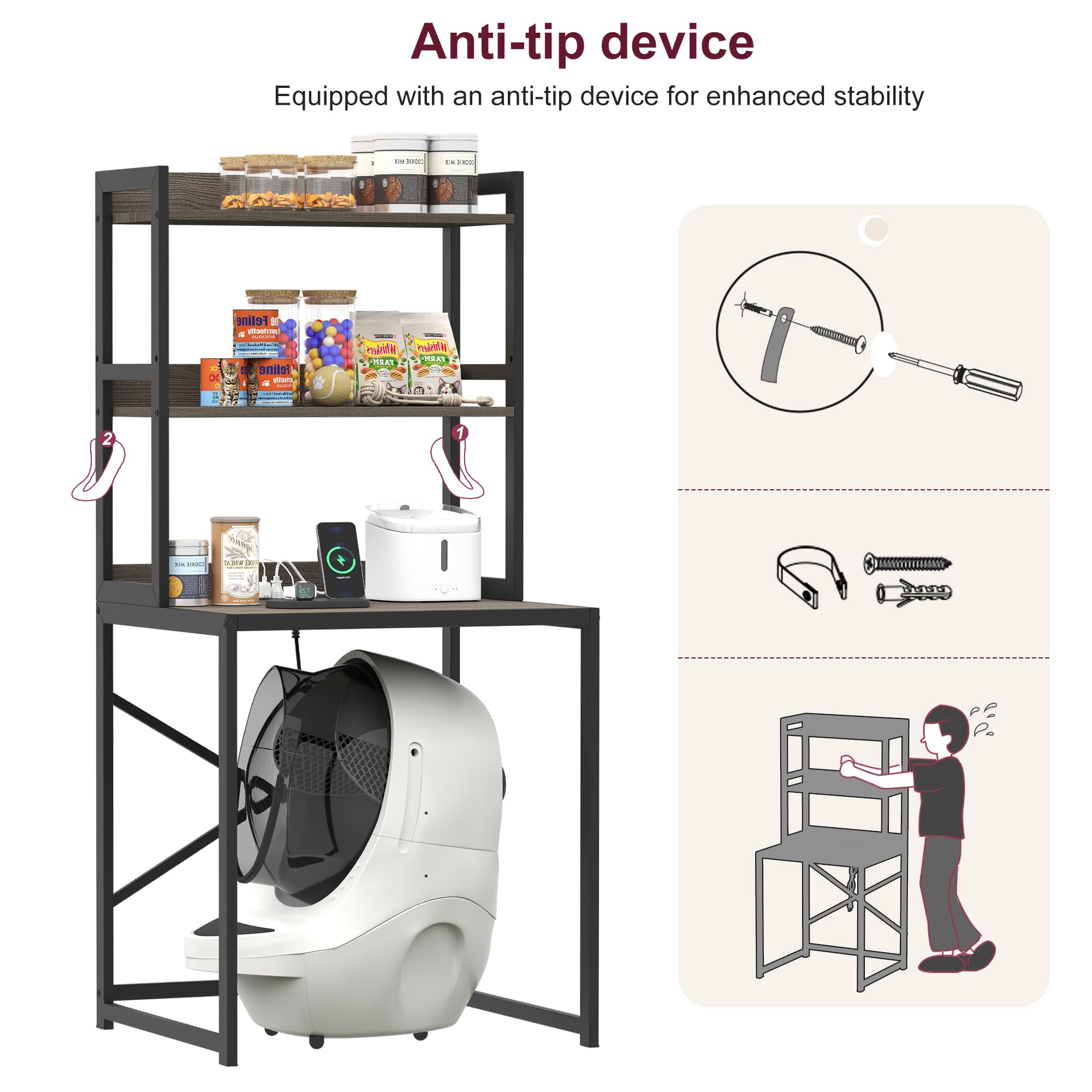 Heybly Litter Box Enclosure organized corner setup for a neat pet zone.