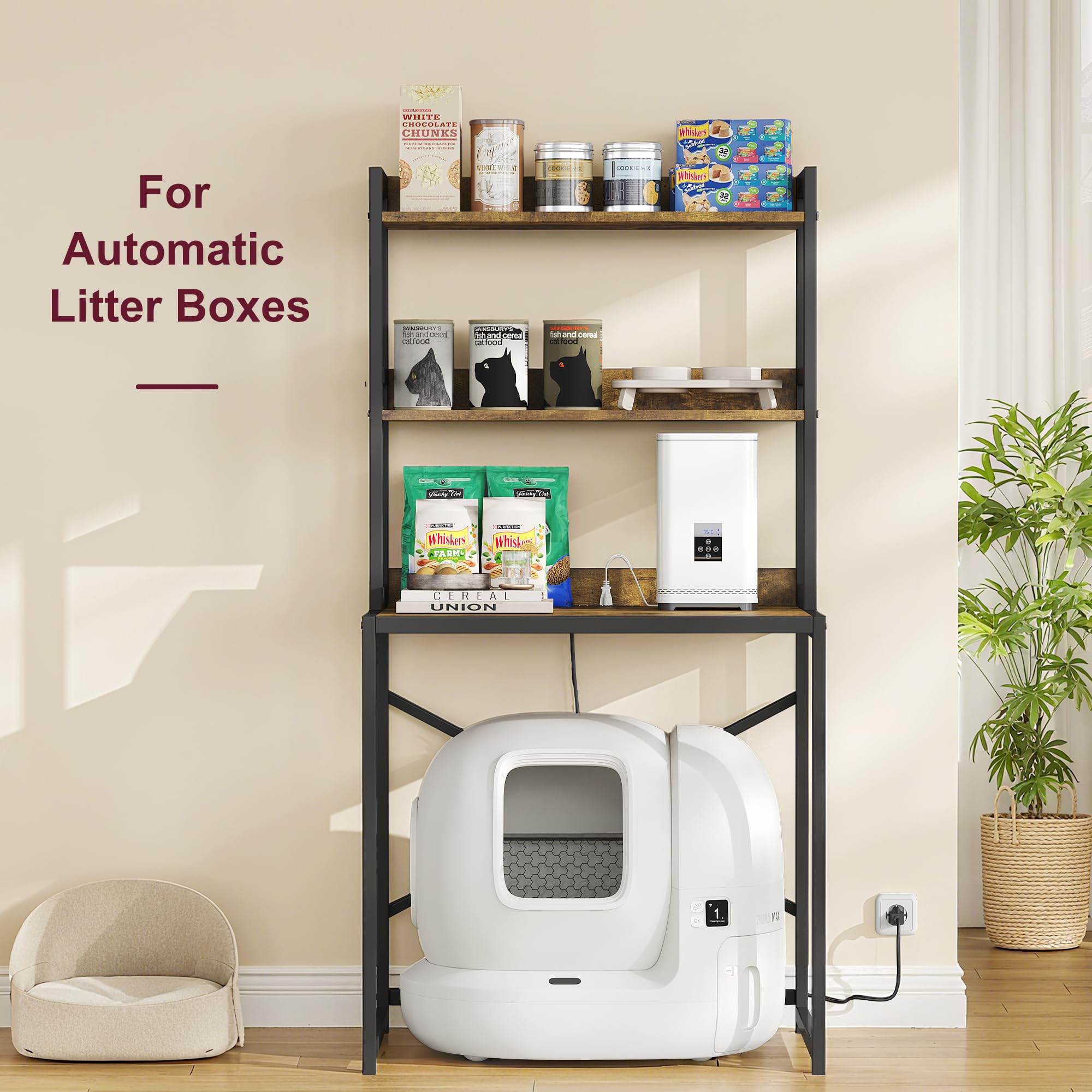 Heybly Litter Box Enclosure top surface emphasizes spacious area for feeding bowls and toys.