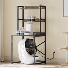 Heybly Litter Box Enclosure wooden frame with robot dock ready for easy cleaning.
