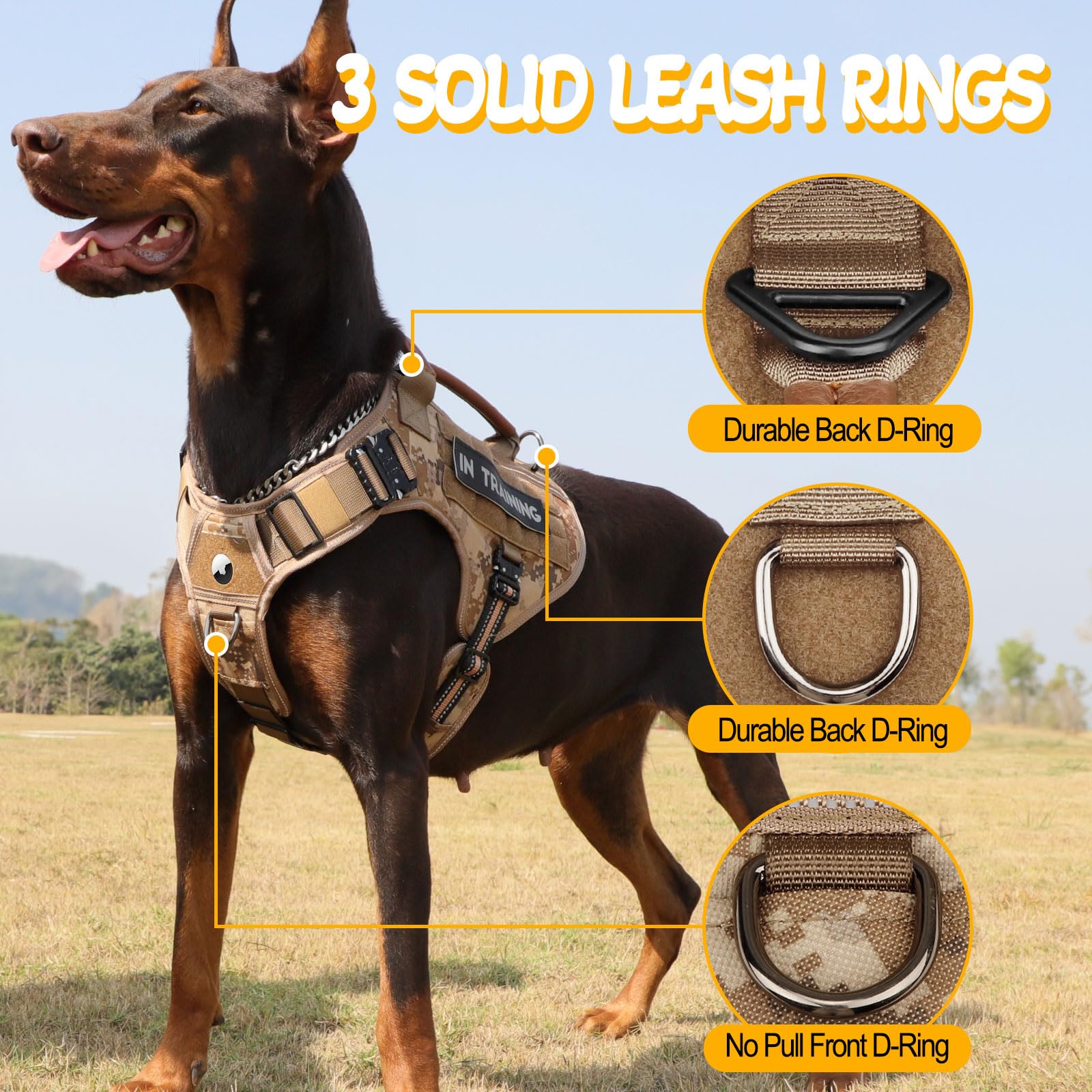 HEYCAHVA leather handle offers quick control during training or casual walks.