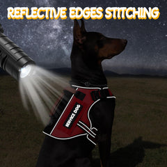 HEYCAHVA Service Dog Vest back view demonstrates reflective stitching for visibility.