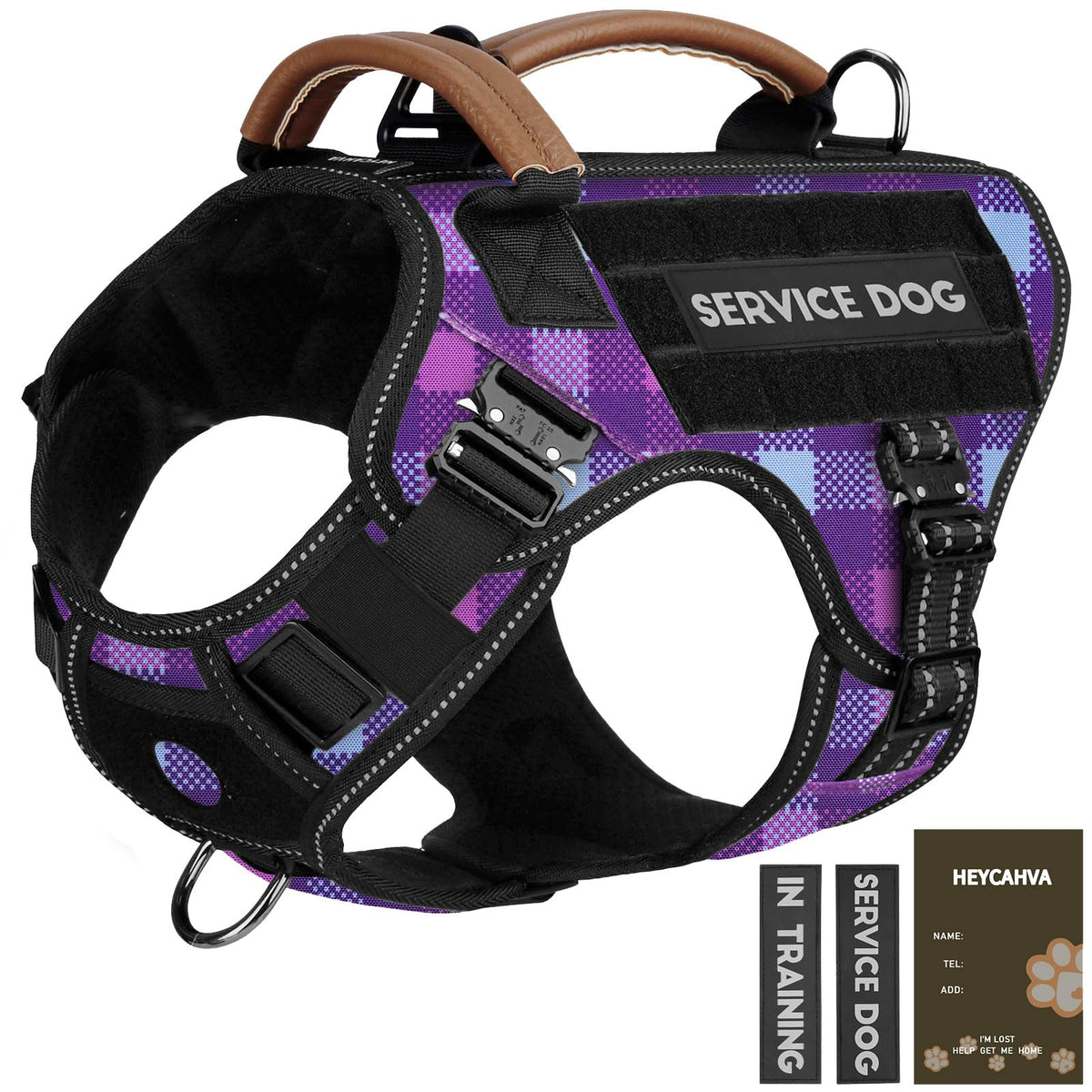 HEYCAHVA service dog harness with full metal buckles for secure control during training
