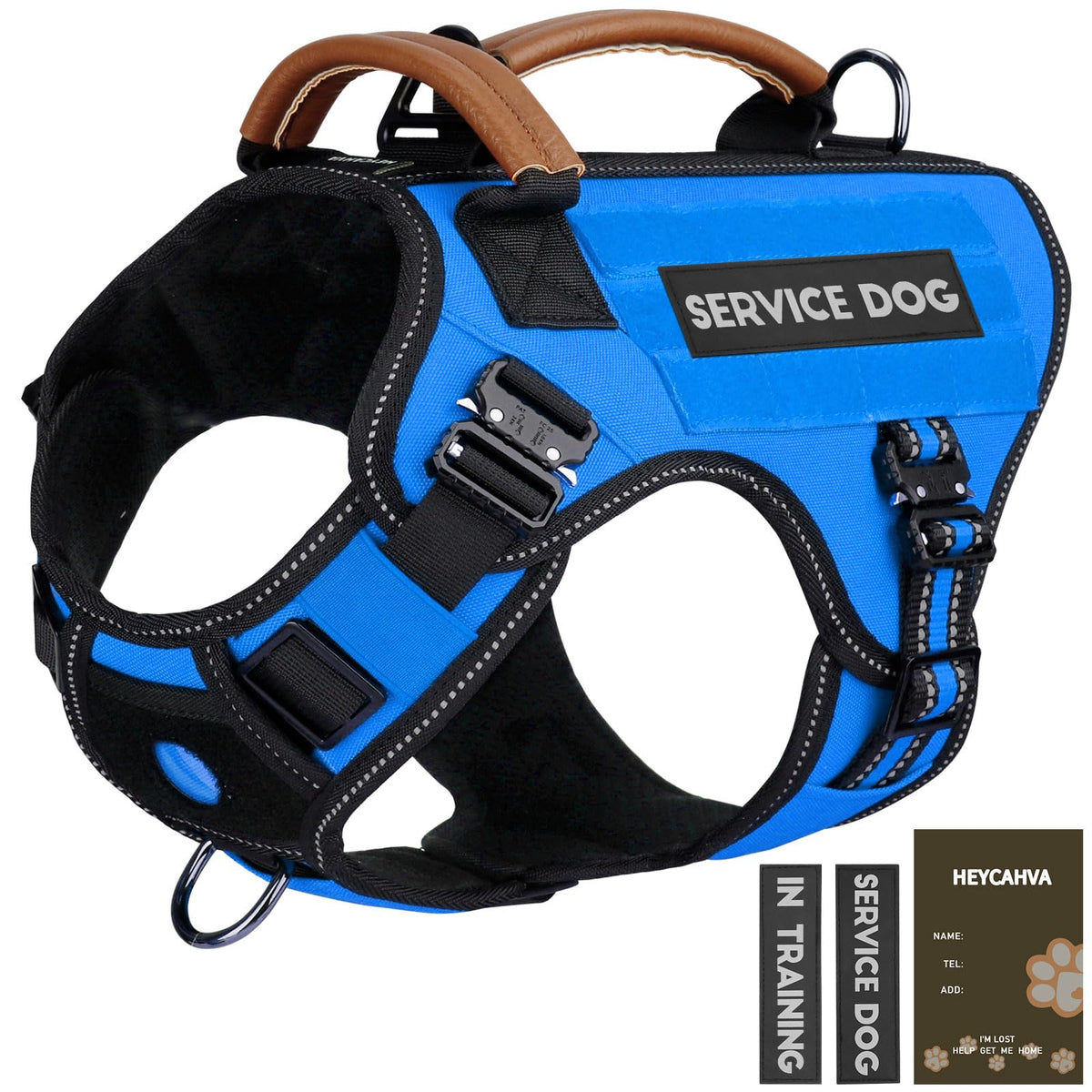 HEYCAHVA service dog vest with full metal buckles for durable daily wear.