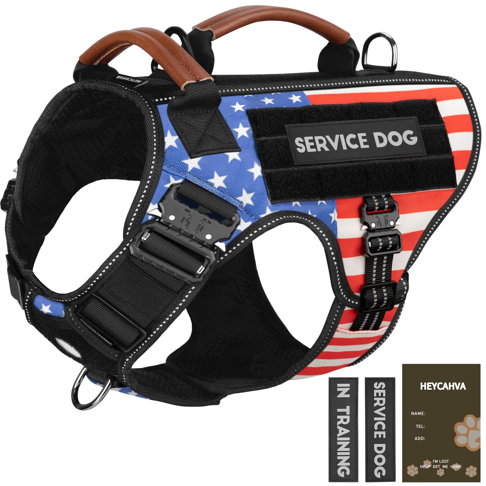 HEYCAHVA service dog vest full metal buckles for durable daily outings with large dogs