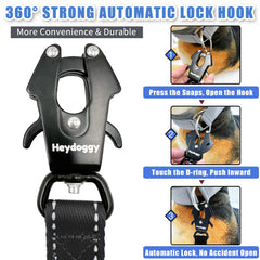Heydoggy double-handle nylon leash offering close control on busy streets and crowds.