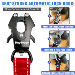 Heydoggy dual padded-handles leash provides comfortable grip on long strolls.