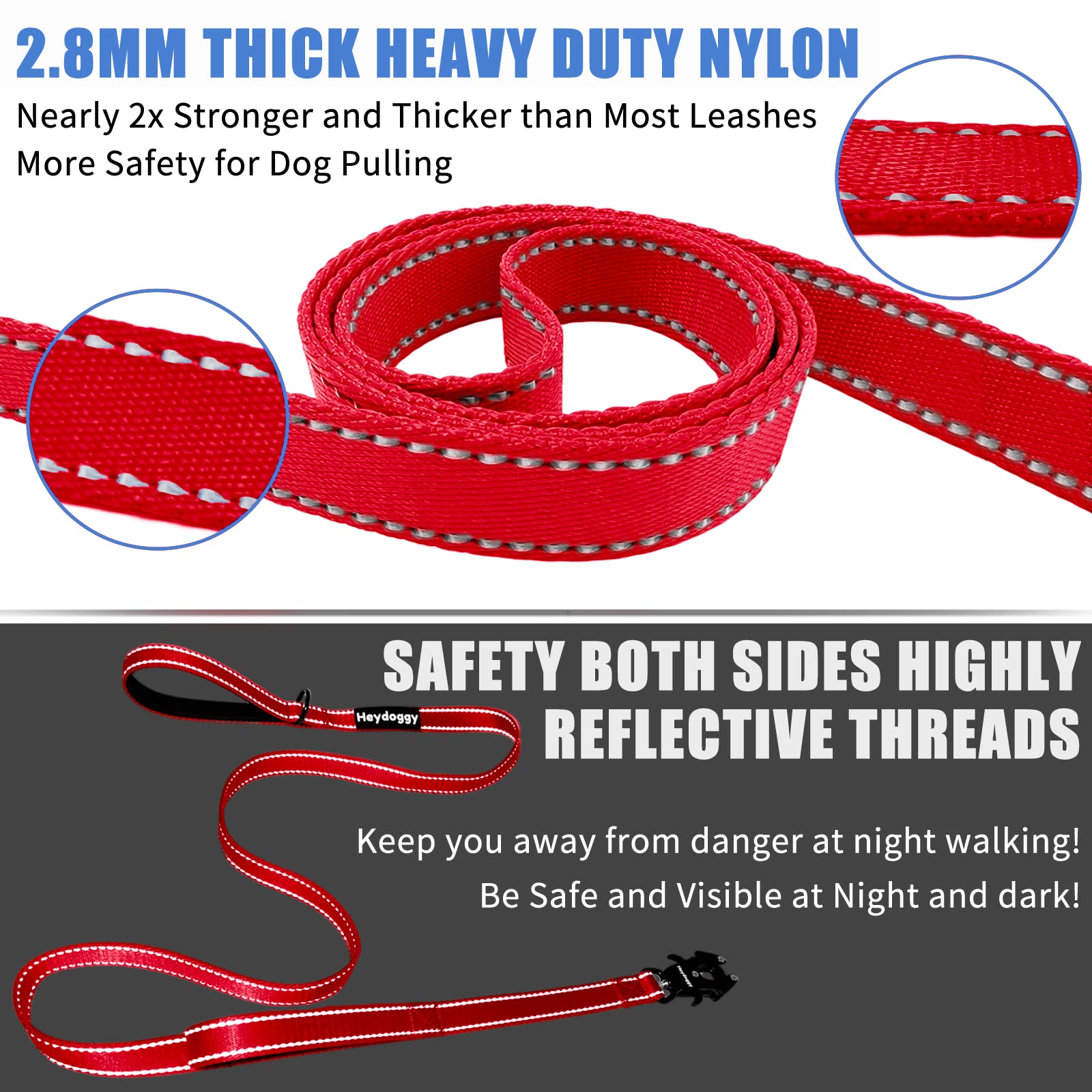Heydoggy traffic-control leash with short handle aids near-crowd control.