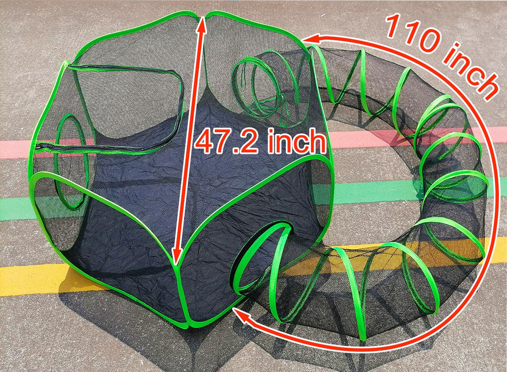 HEYHOME surround tunnel assembly close-up shows easy setup and multi-pet space