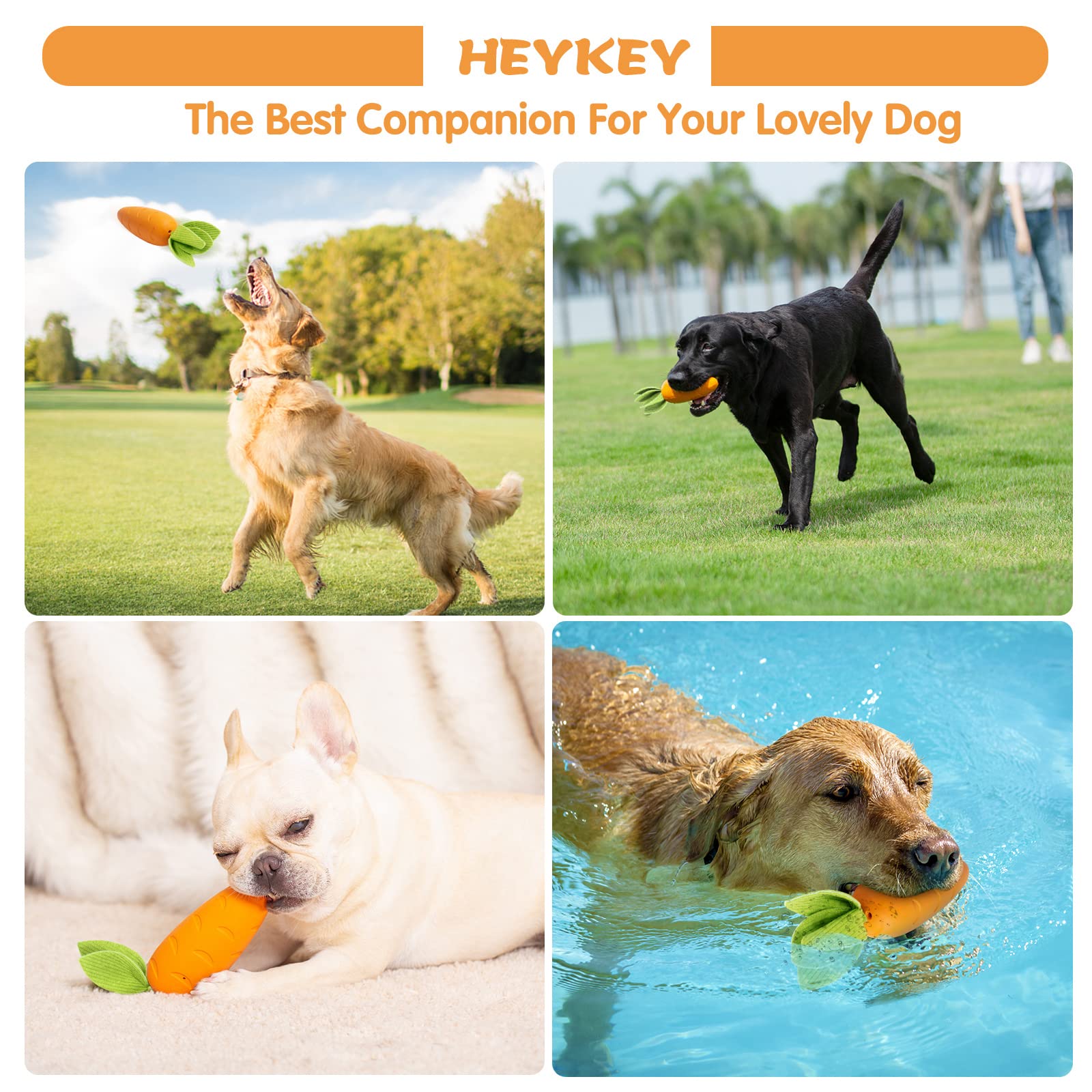 HEYKEY orange carrot toy with milk aroma promotes interactive play.
