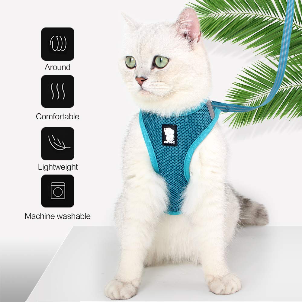 HEYWEAN Cat Harness with 360° wrap providing even pressure distribution for safety.