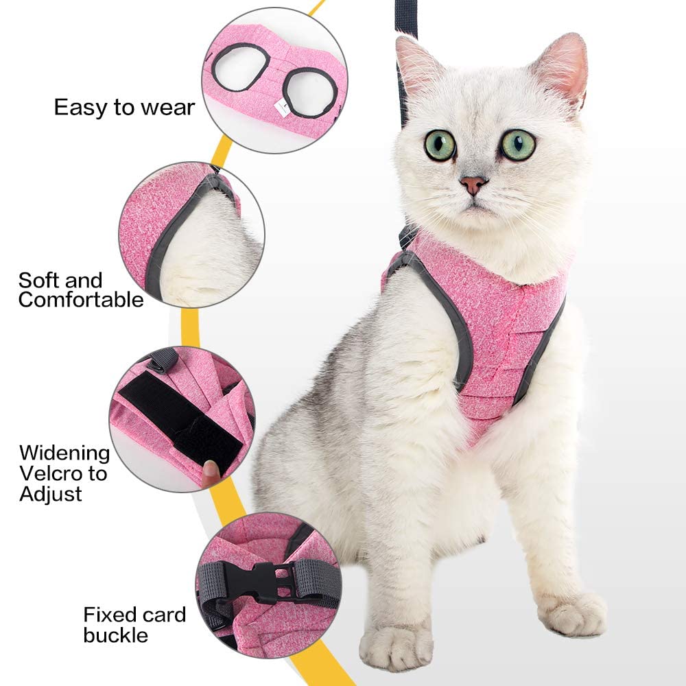 HEYWEAN cat harness 360-wrap reduces pressure for comfortable wear.