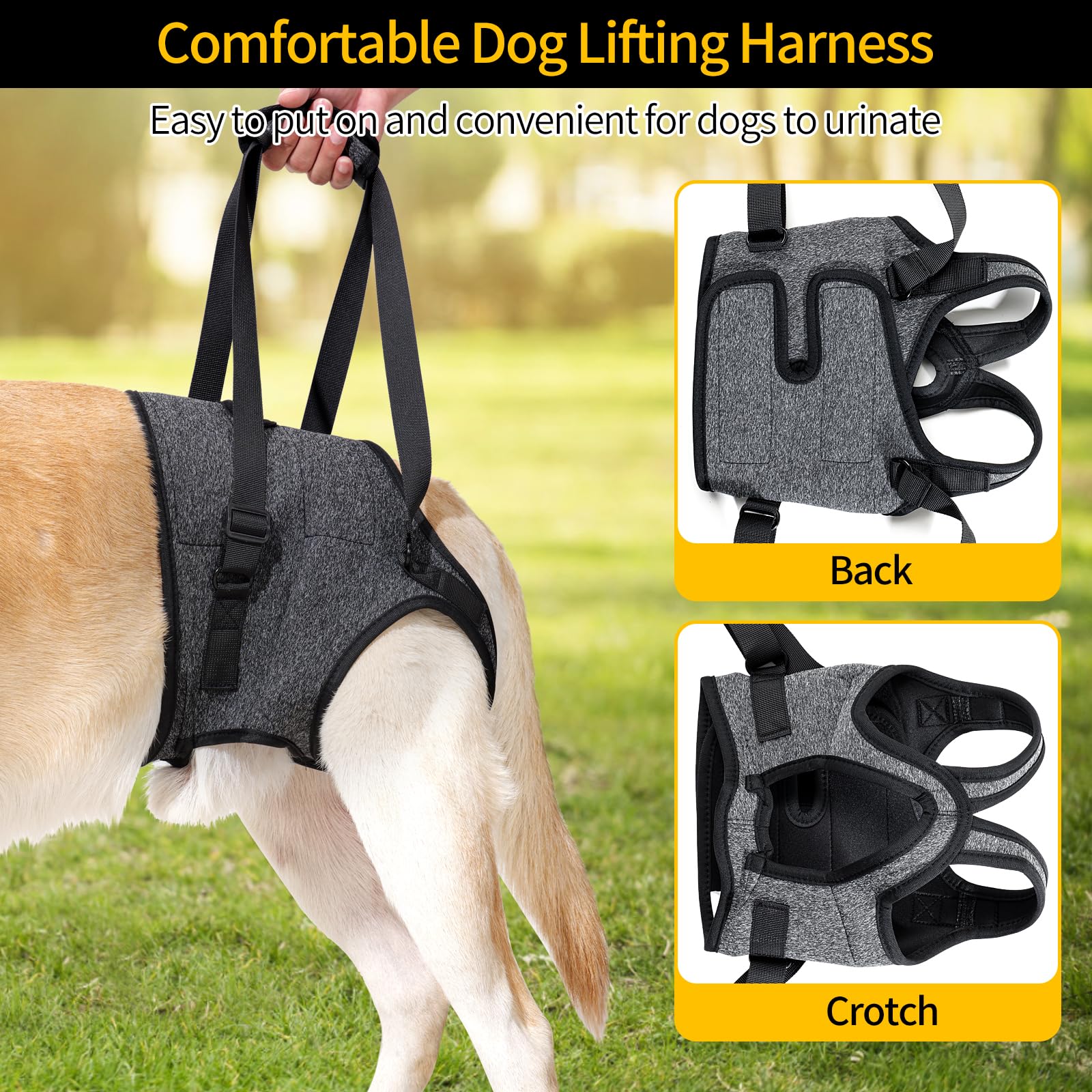 HEYWEAN Dog Sling car and stairs use shows safe, stress-free transfers.