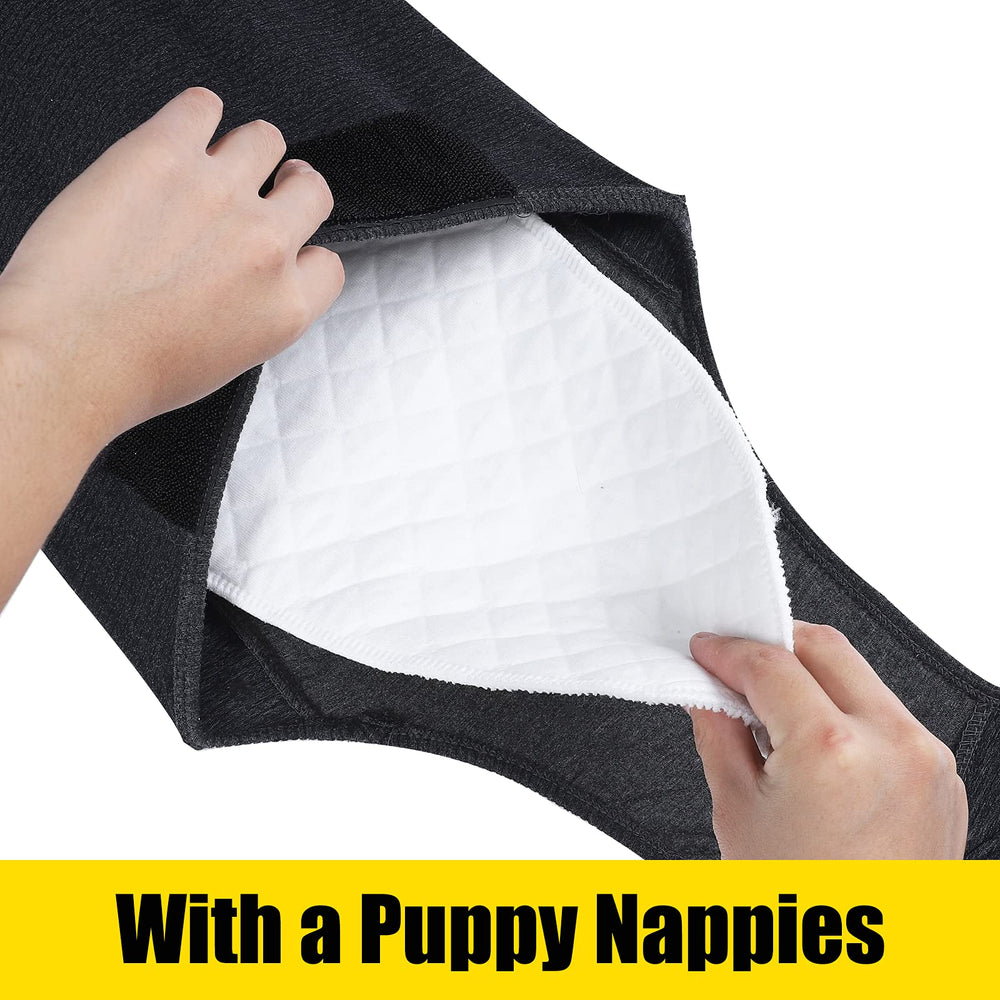 HEYWEAN dog diaper with widened neckline and velcro for easy fit.