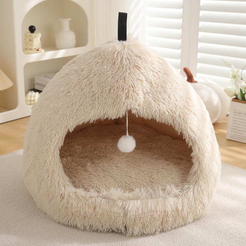 Hezotco Extra Large Cat Bed exterior view in light brown showcases spacious indoor comfort.